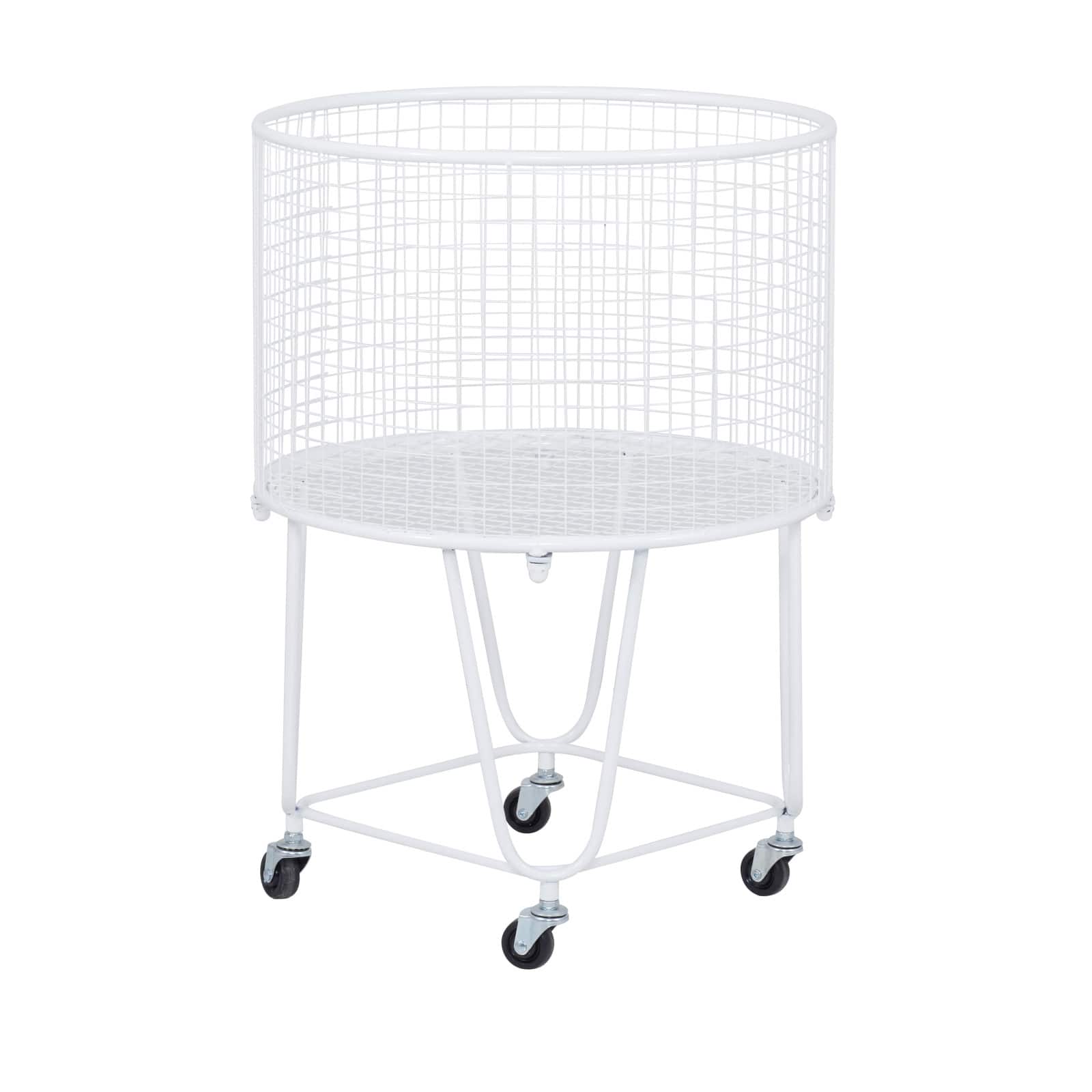 24" White Iron French Country Storage Cart