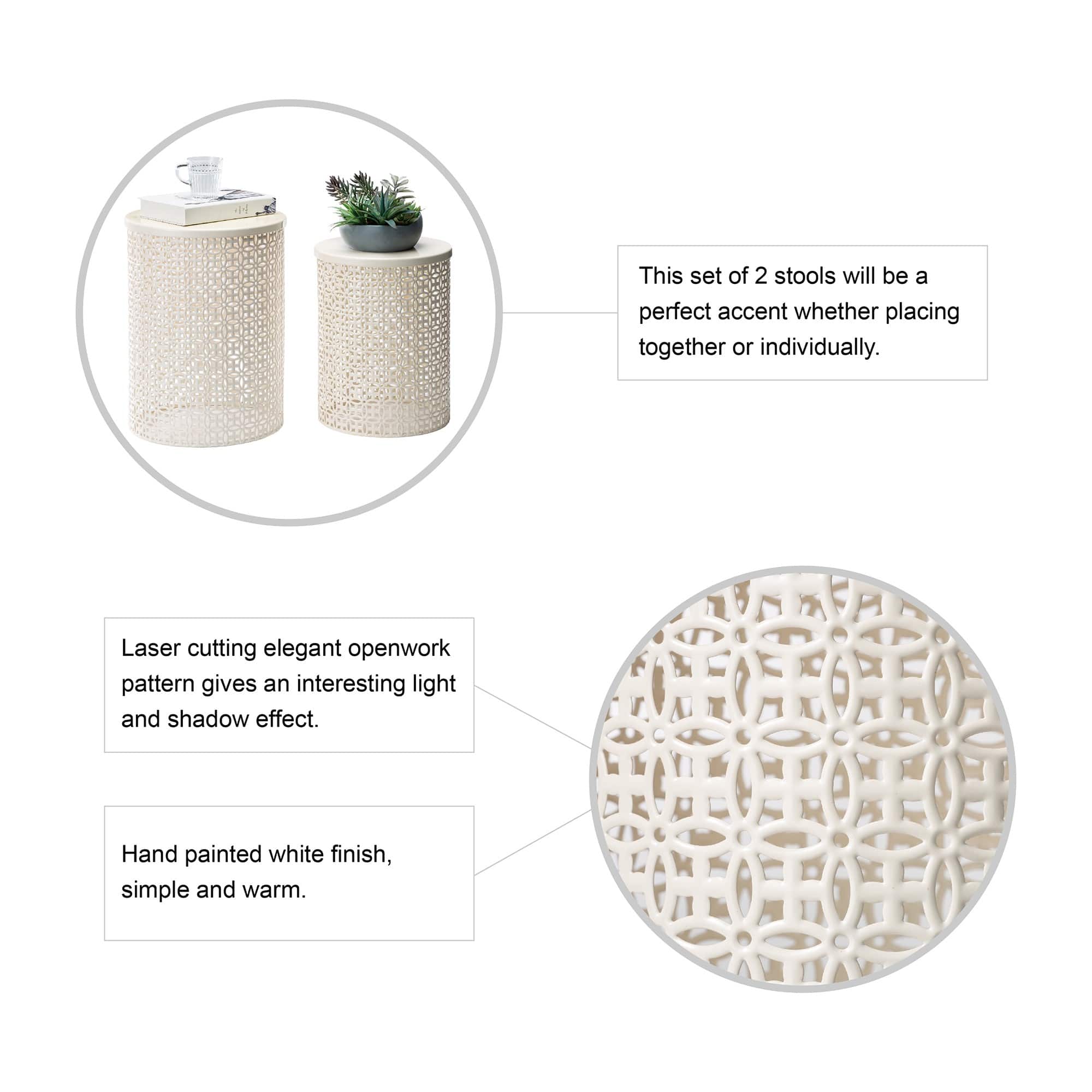 Glitzhome® Multi-Functional Metal Accent Table Set