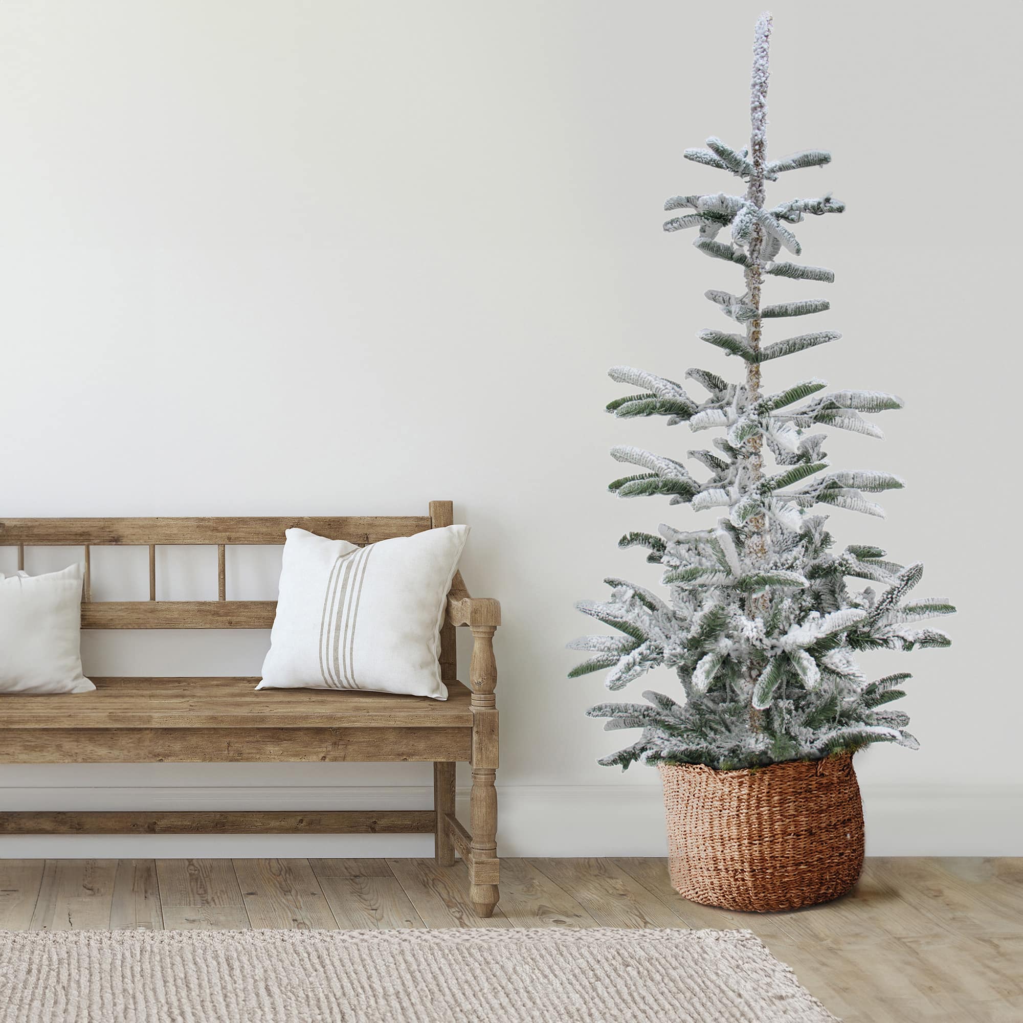 7.5ft Unlit Real Touch™️ Flocked Nordmann Fir Artificial Christmas Tree