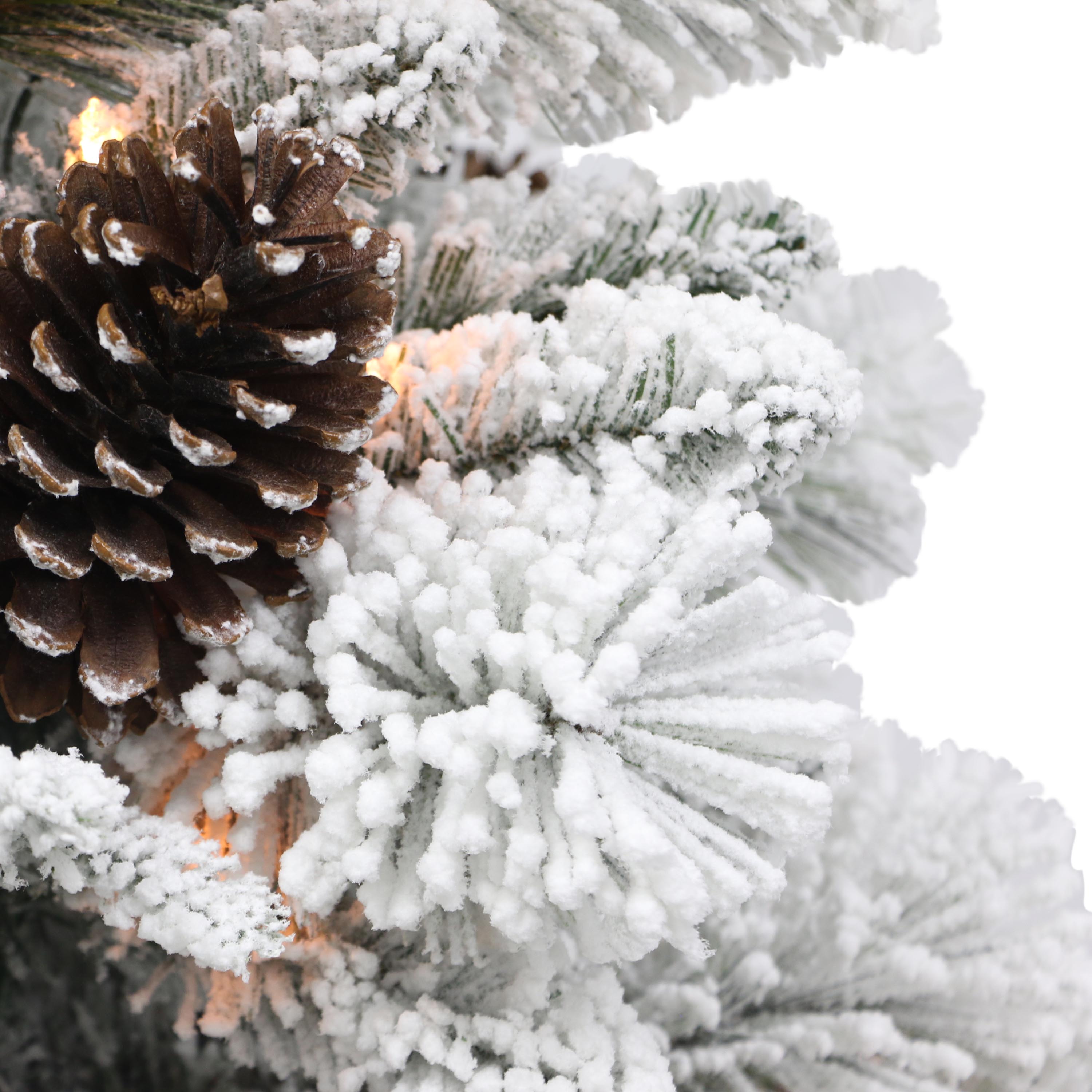 4.5ft. Pre-Lit Flocked Potted Pine Artificial Christmas Tree