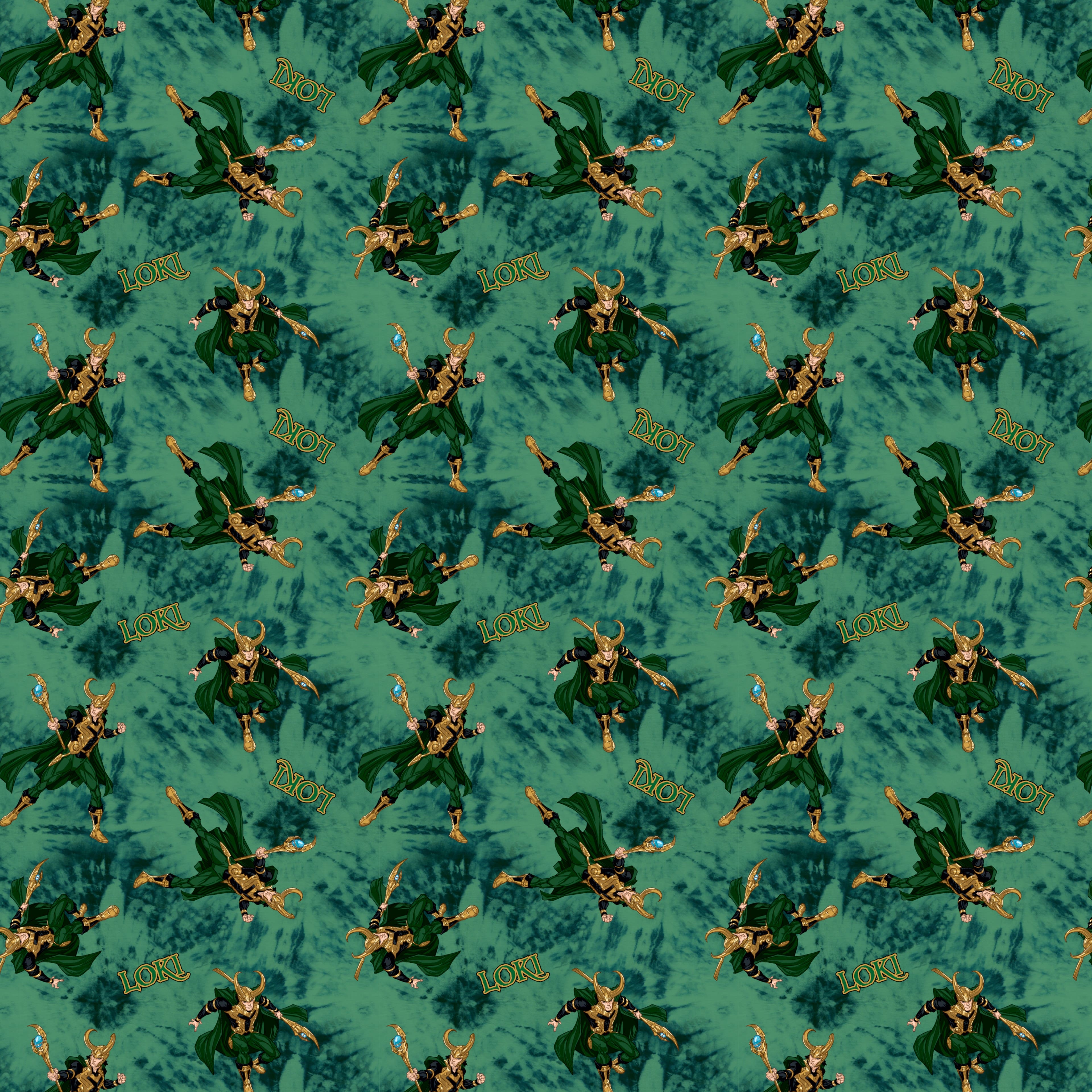 Marvel® Loki Green & Gold Toss Cotton Fabric