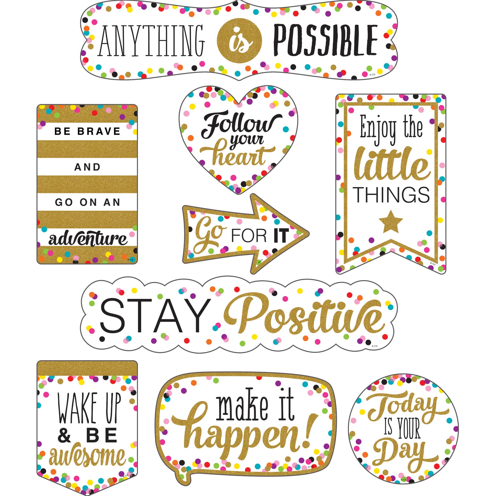 Teacher Created Resources VA: Clingy Thingies® Confetti Positive Sayings Accents