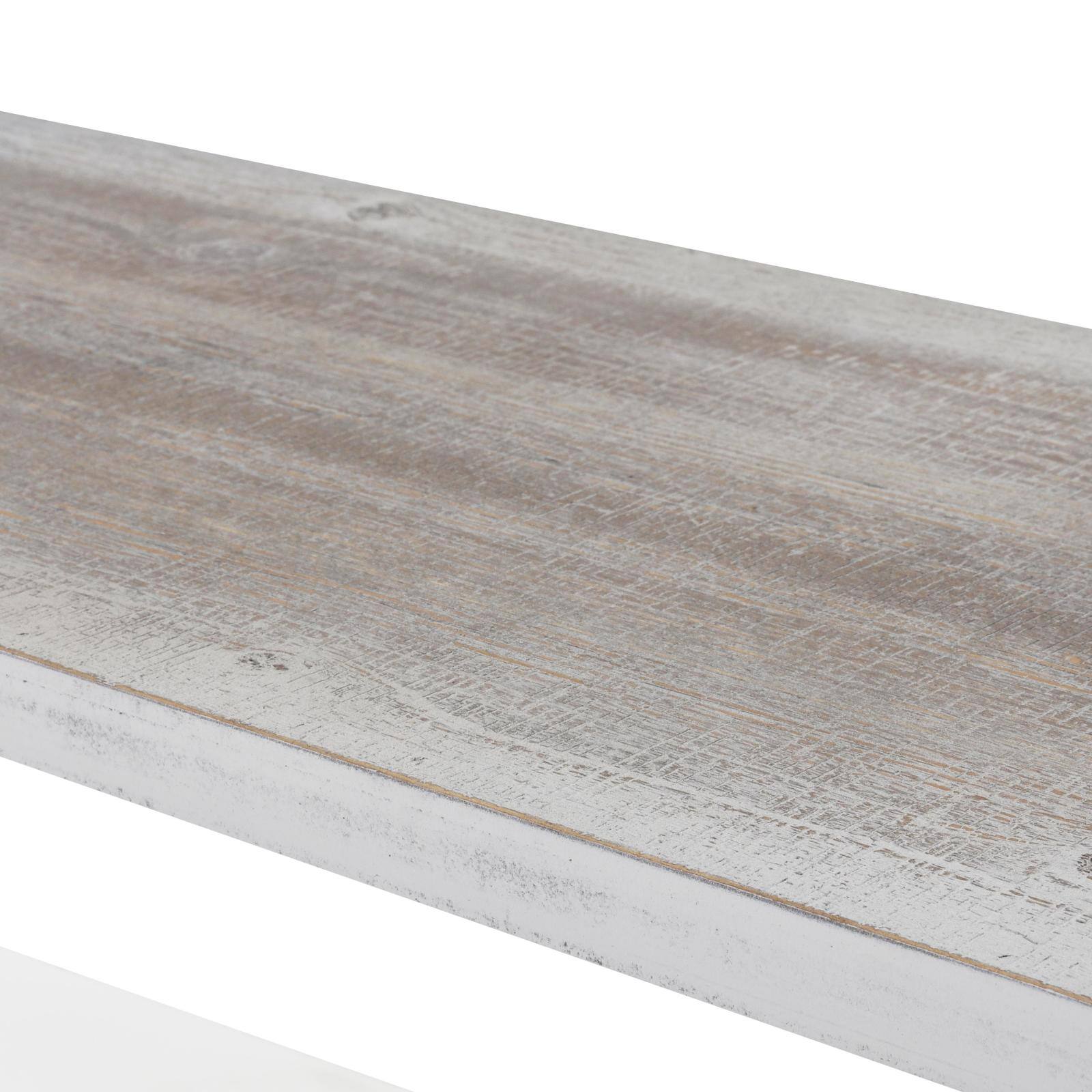 38" x 46.5" White Washed Wooden 2 Shelf Storage Shelving Unit