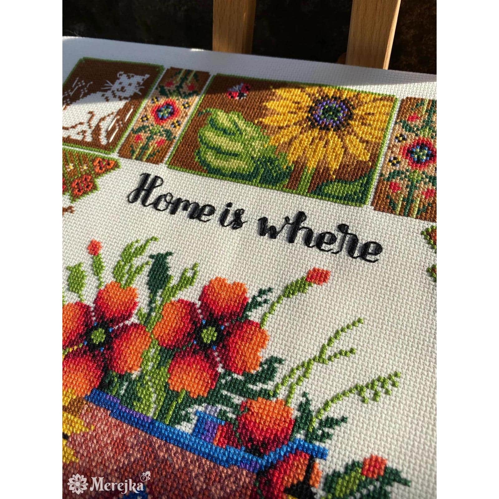 Merejka® Home Is There the Cat Is Counted Cross Stitch Kit