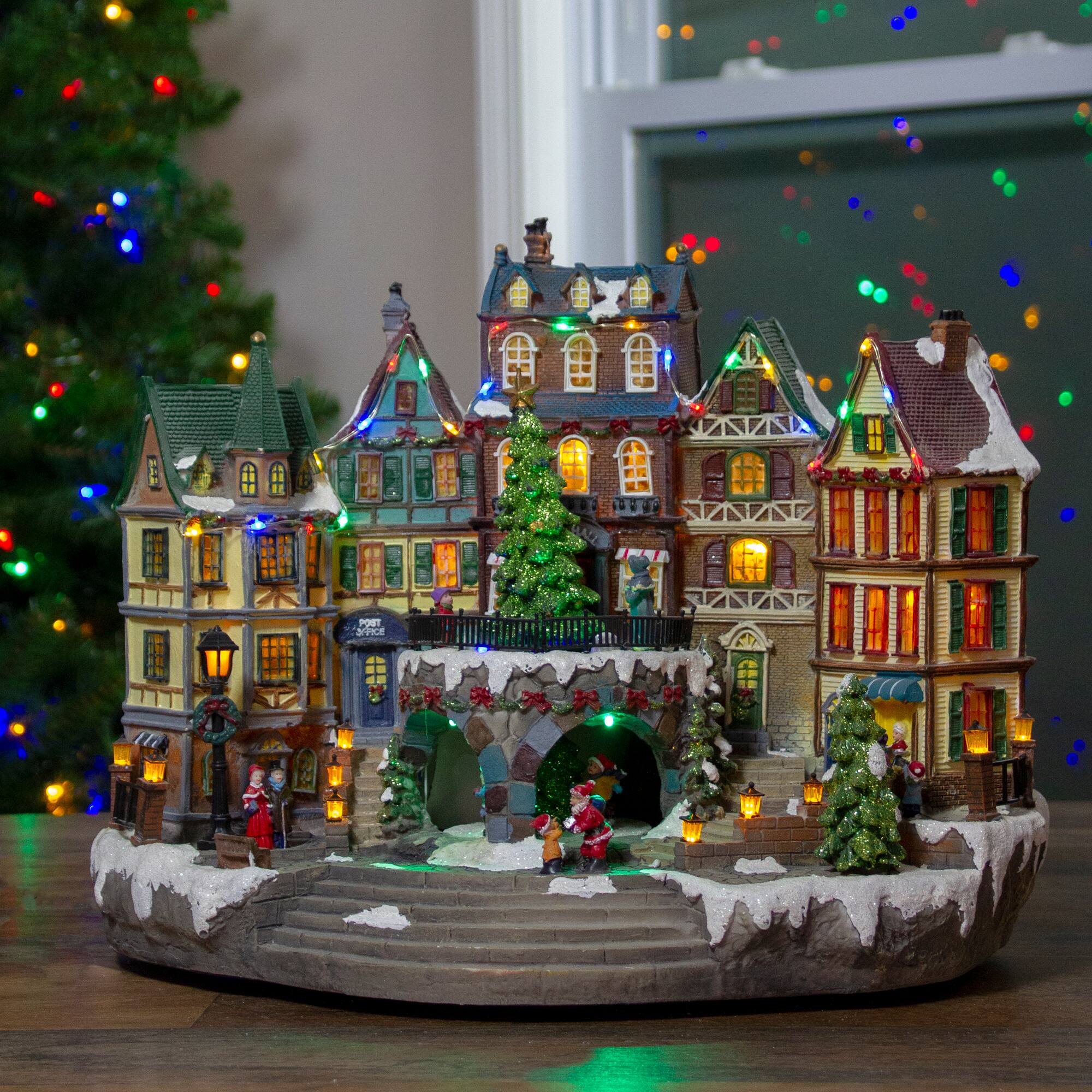 15" Gray & Green LED Lighted Big Christmas Tree With Kids