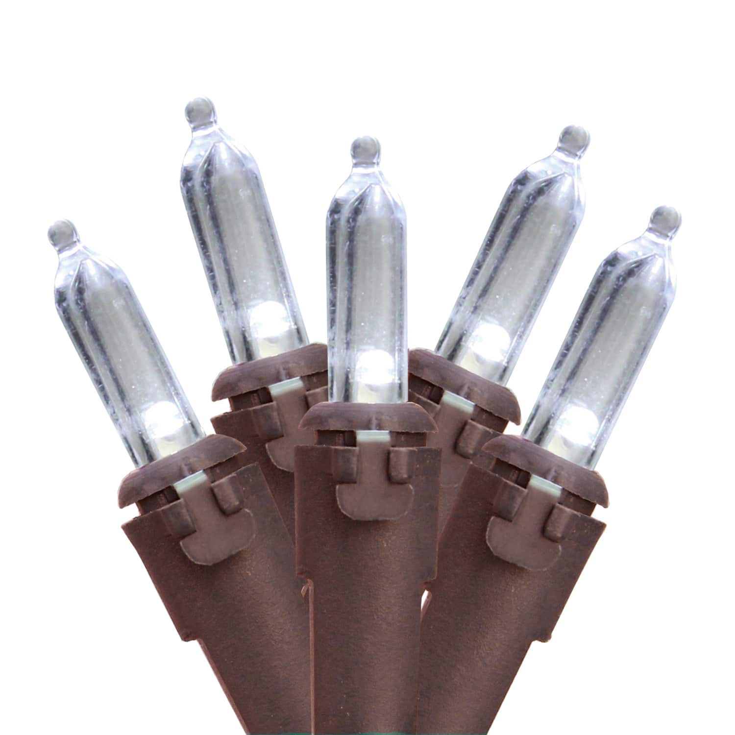 35ct. White LED Mini Christmas Lights Set With Brown Wire
