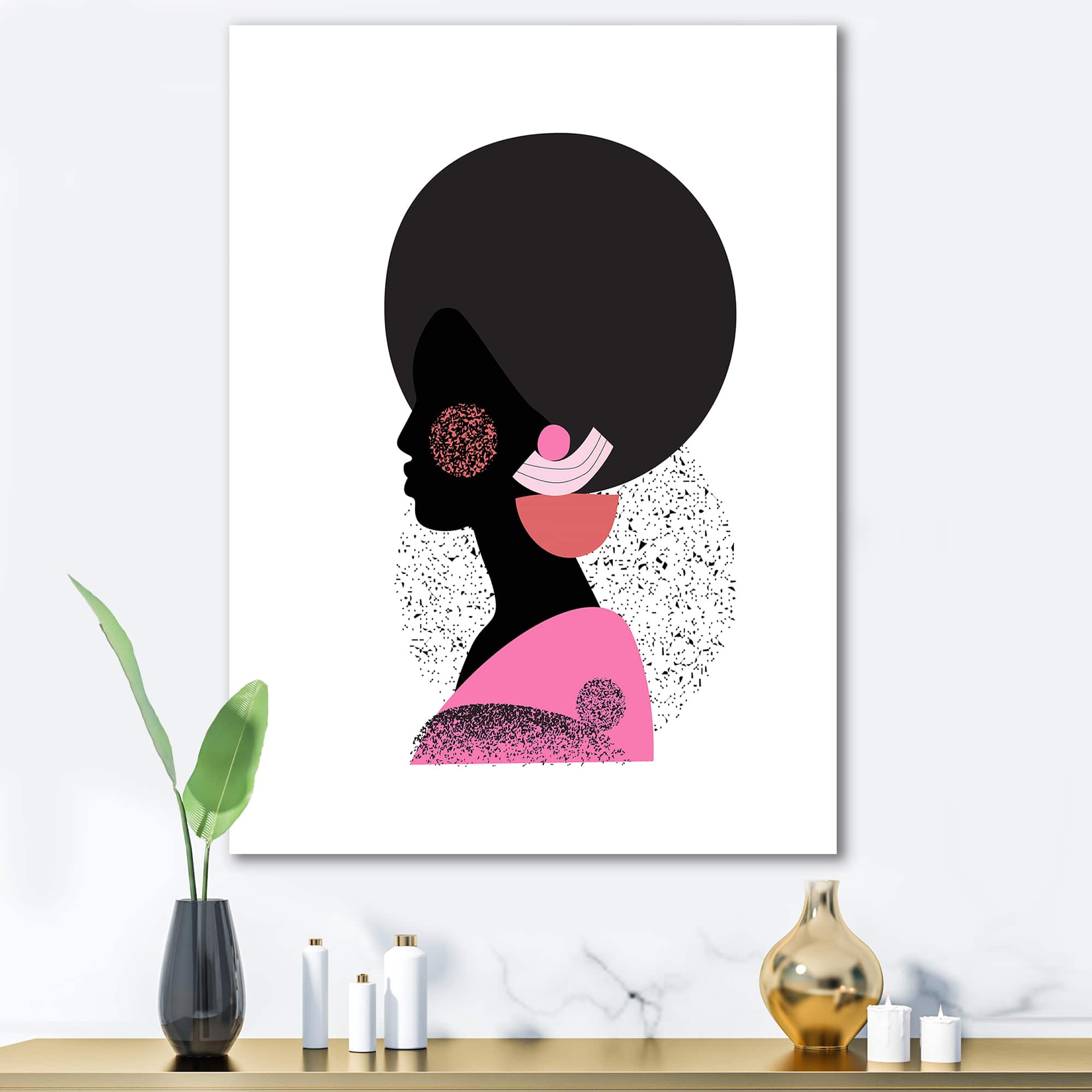 Designart - Ethnic Geometric Silhouette of African American I - Modern Canvas Wall Art Print