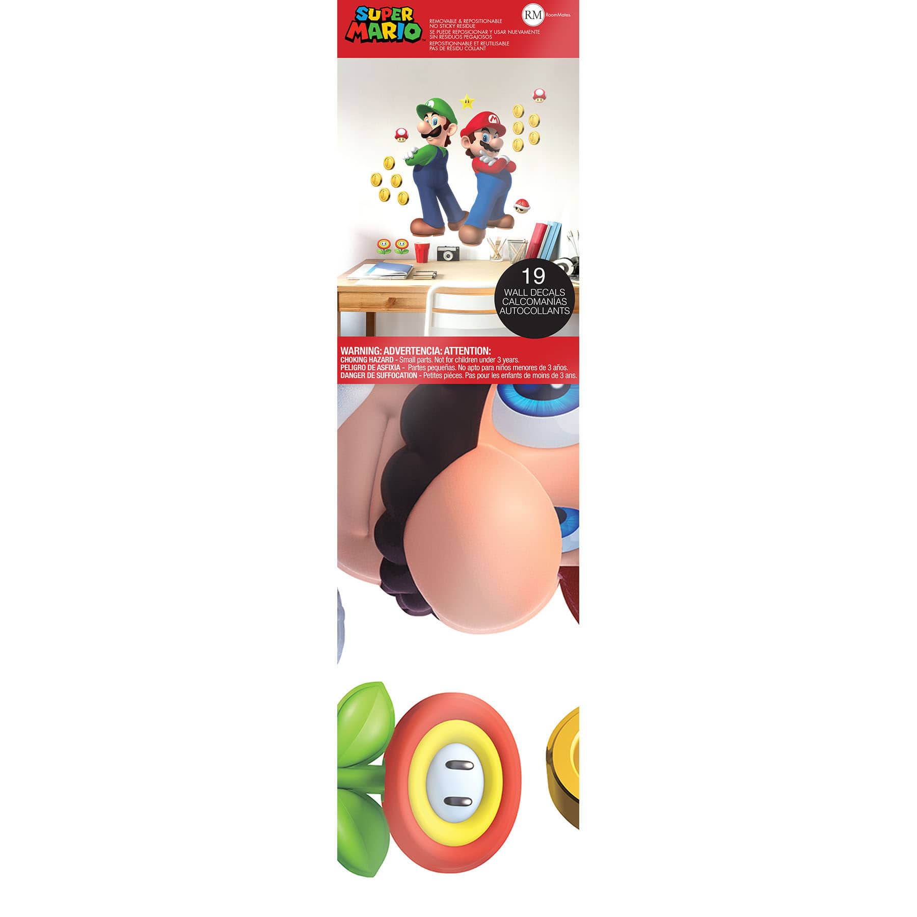 RoomMates Super Mario Luigi & Mario Giant Peel & Stick Wall Decals