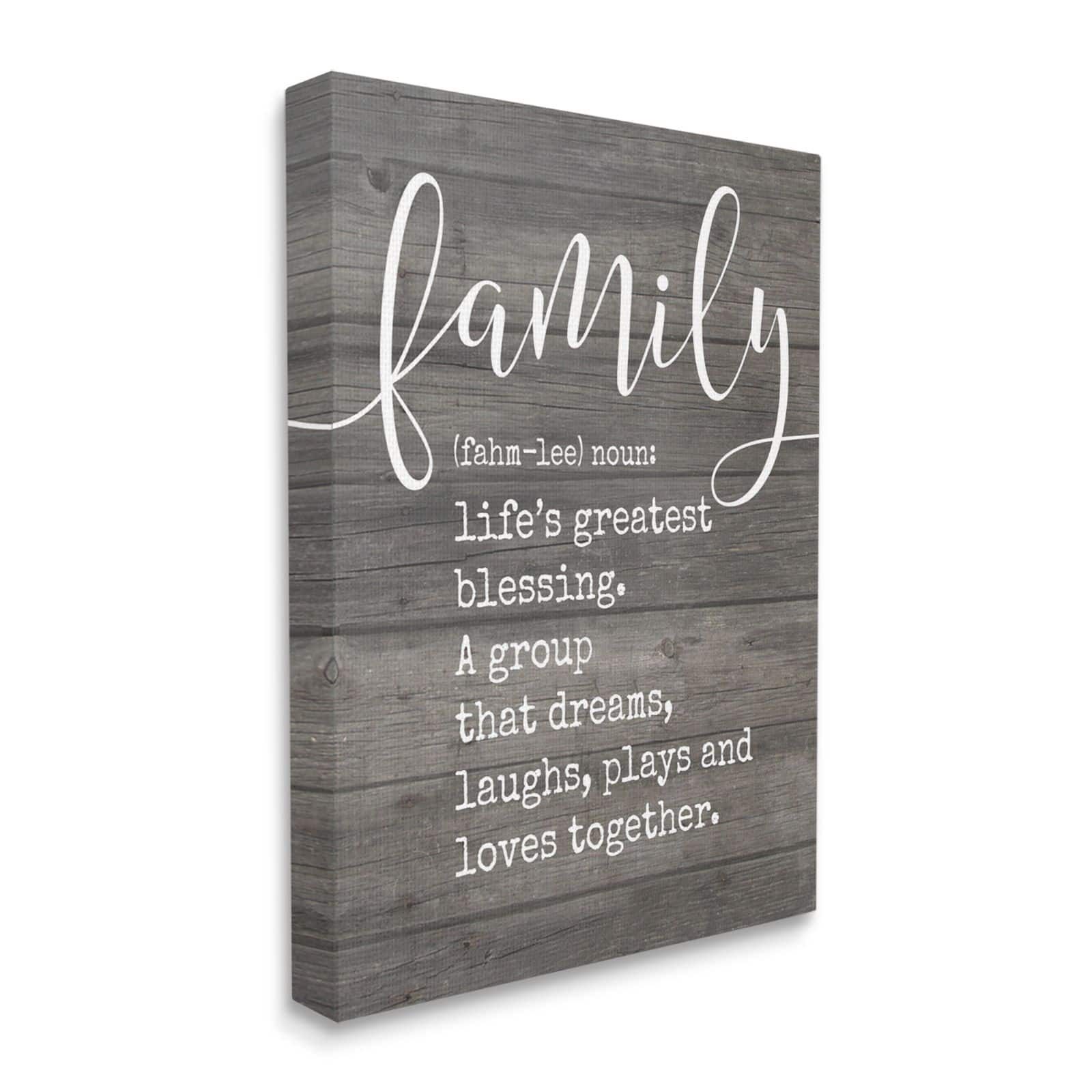 Stupell Industries Family Definition Planked Canvas Wall Art