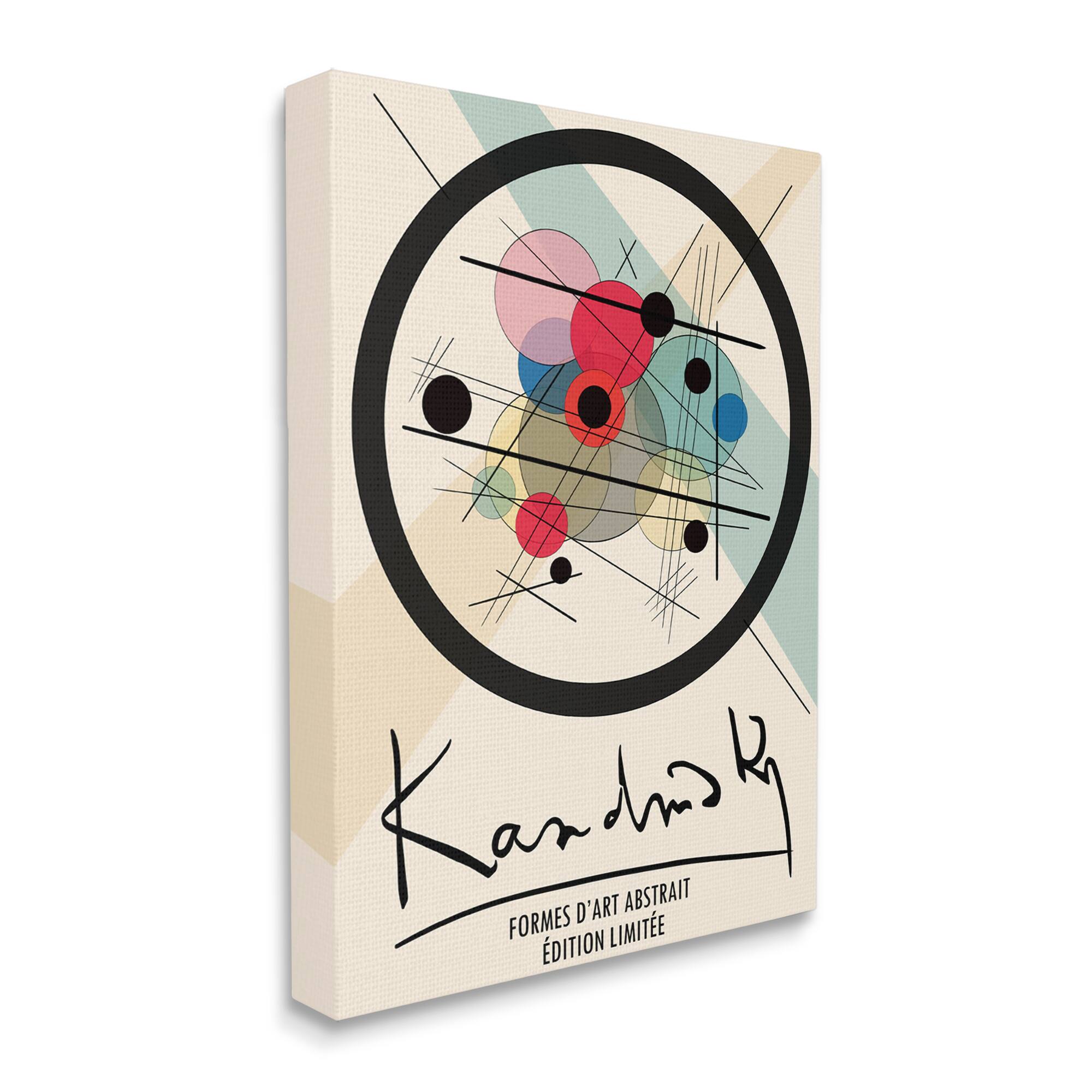 Stupell Industries Kandinsky Traditional Abstract Layered Circles Patchwork Lines Canvas Wall Art