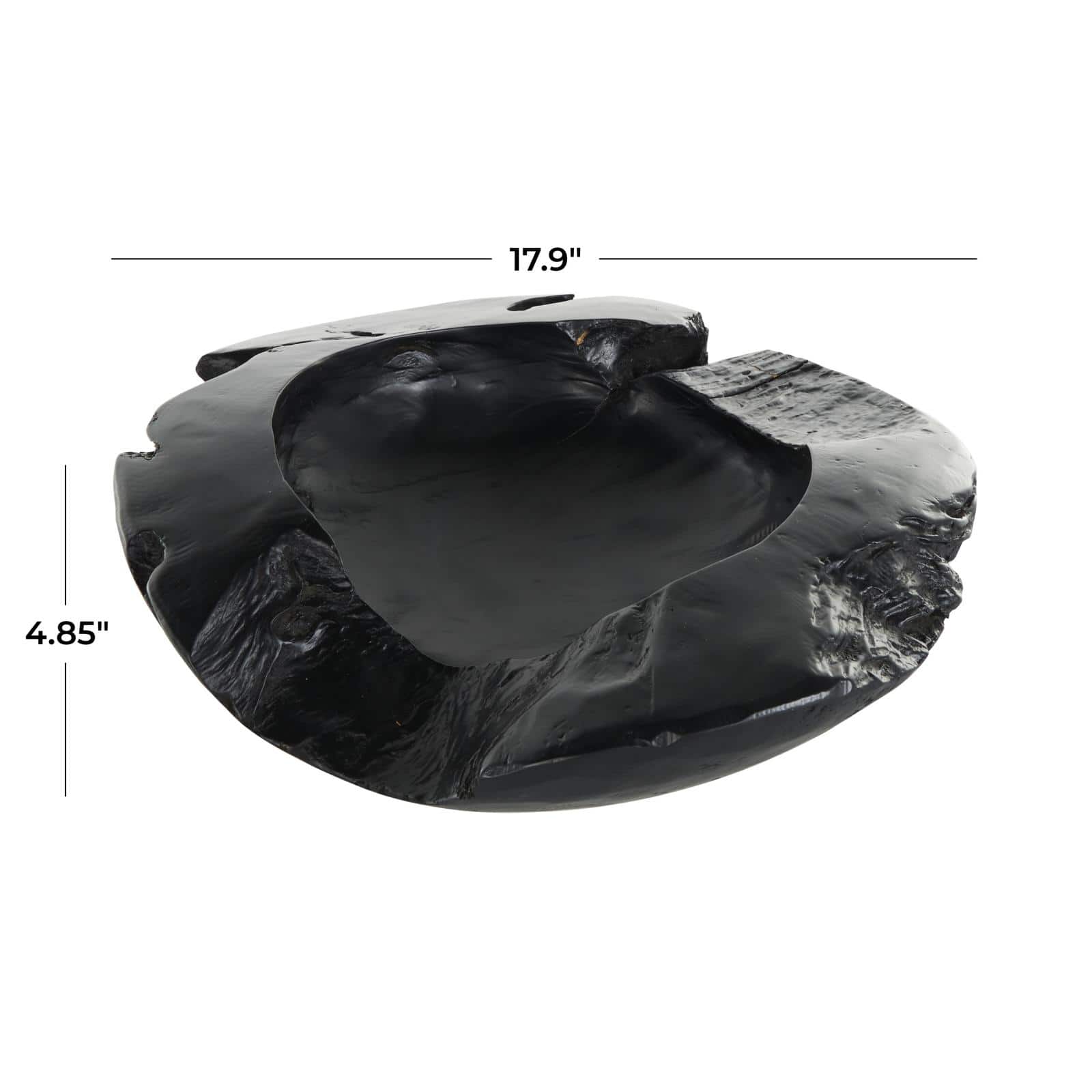 17.75" Black Teak Wood Handmade Live Edge Decorative Bowl