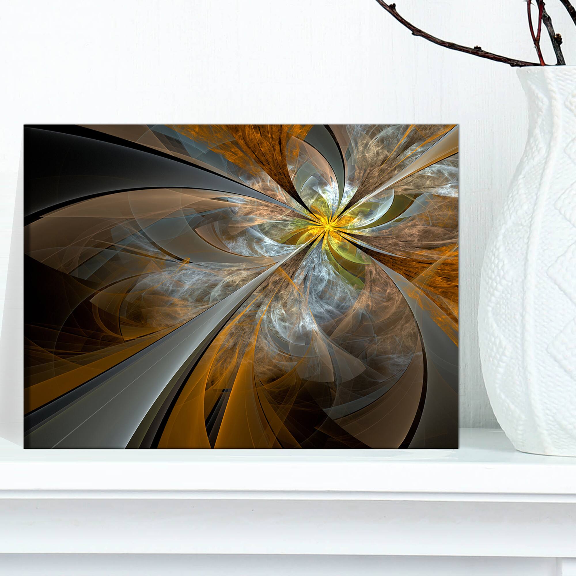 Designart - Symmetrical Yellow Fractal Flower