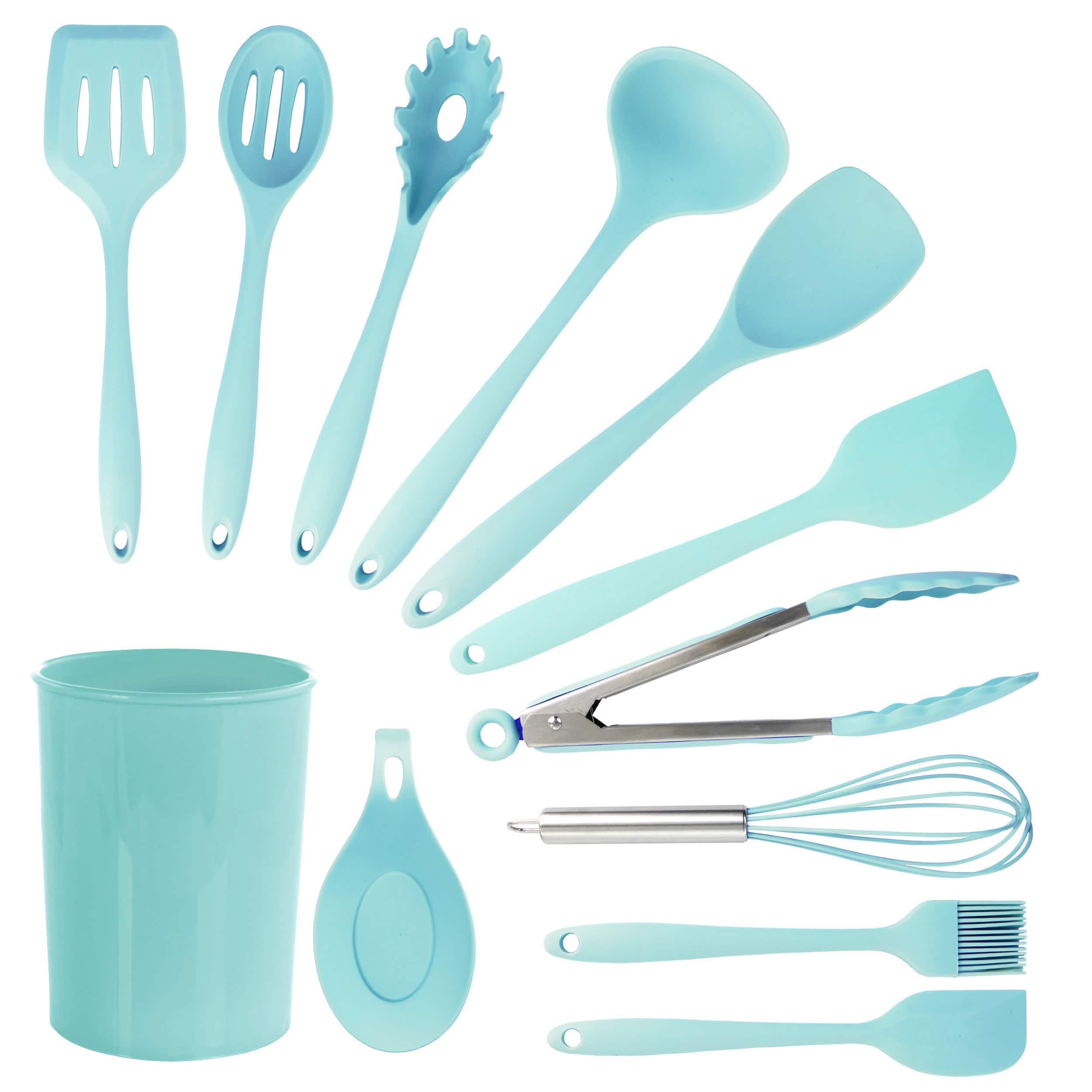 MegaChef Light Teal Silicone Cooking Utensils Set, 12ct.