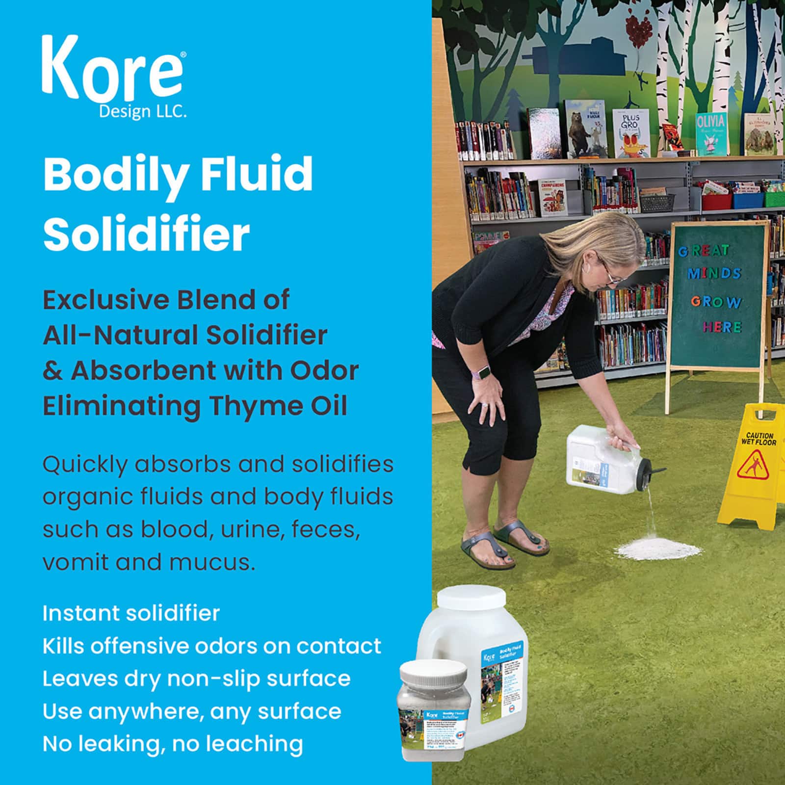 Kore Design® Light Weight Body Fluid Absorbent Solidifier