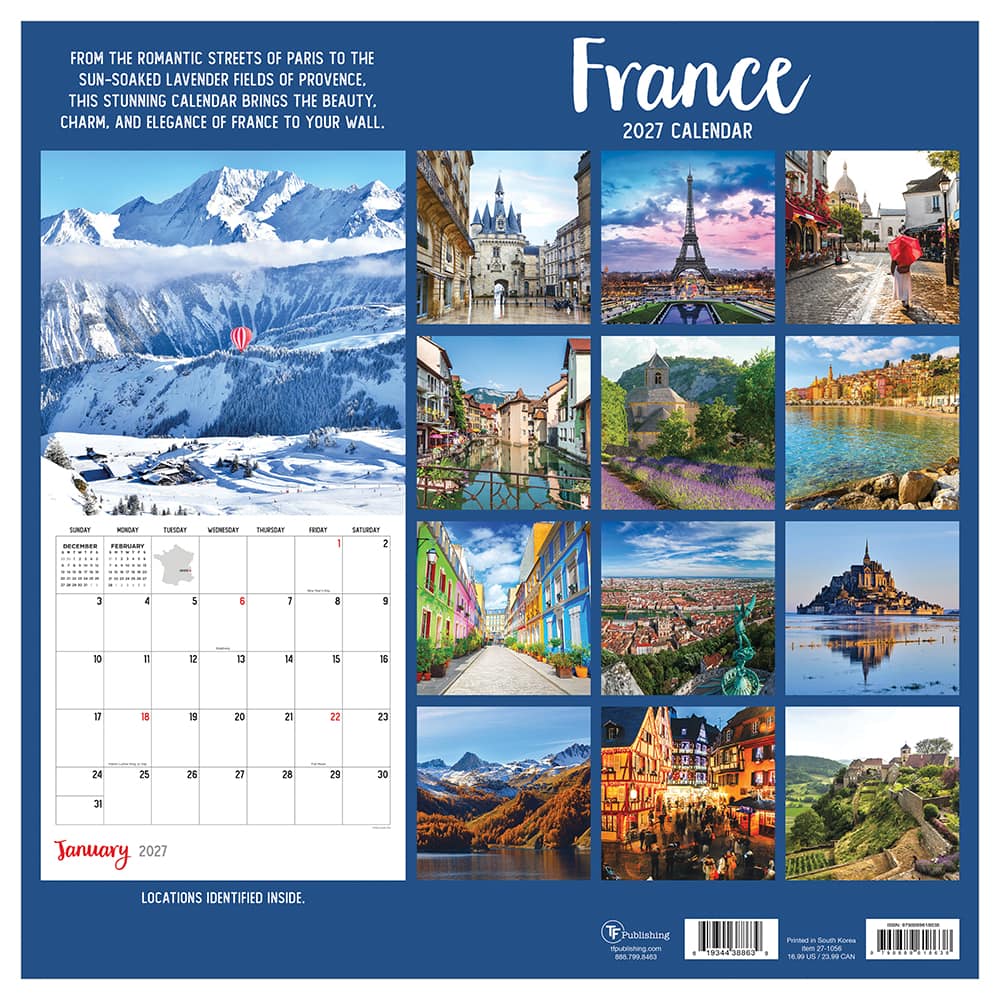 2027 France Wall Calendar
