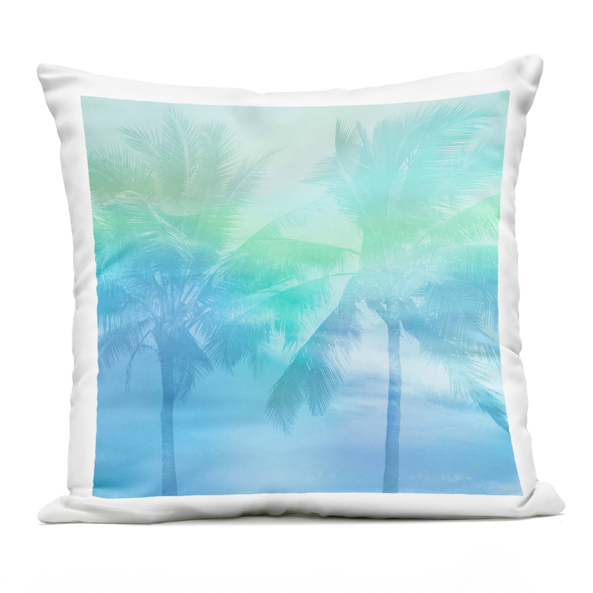 Stupell Industries 18" x 18" Blue Summer Palm Tree Sunlight Outdoor Print Throw Pillow