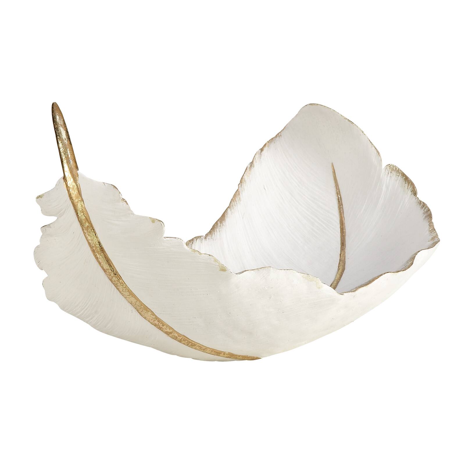 13" White Resin Glam Decorative Bowl