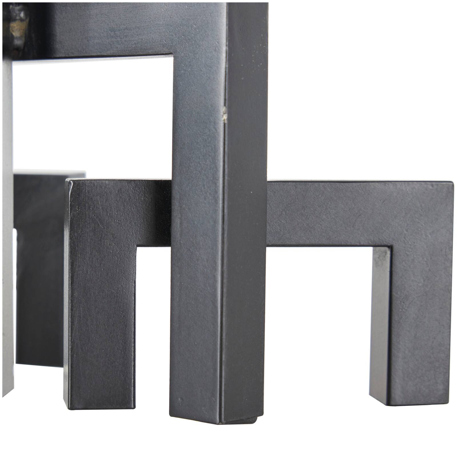 13" Black Metal Geometric Abstract Square Arched Sculpture