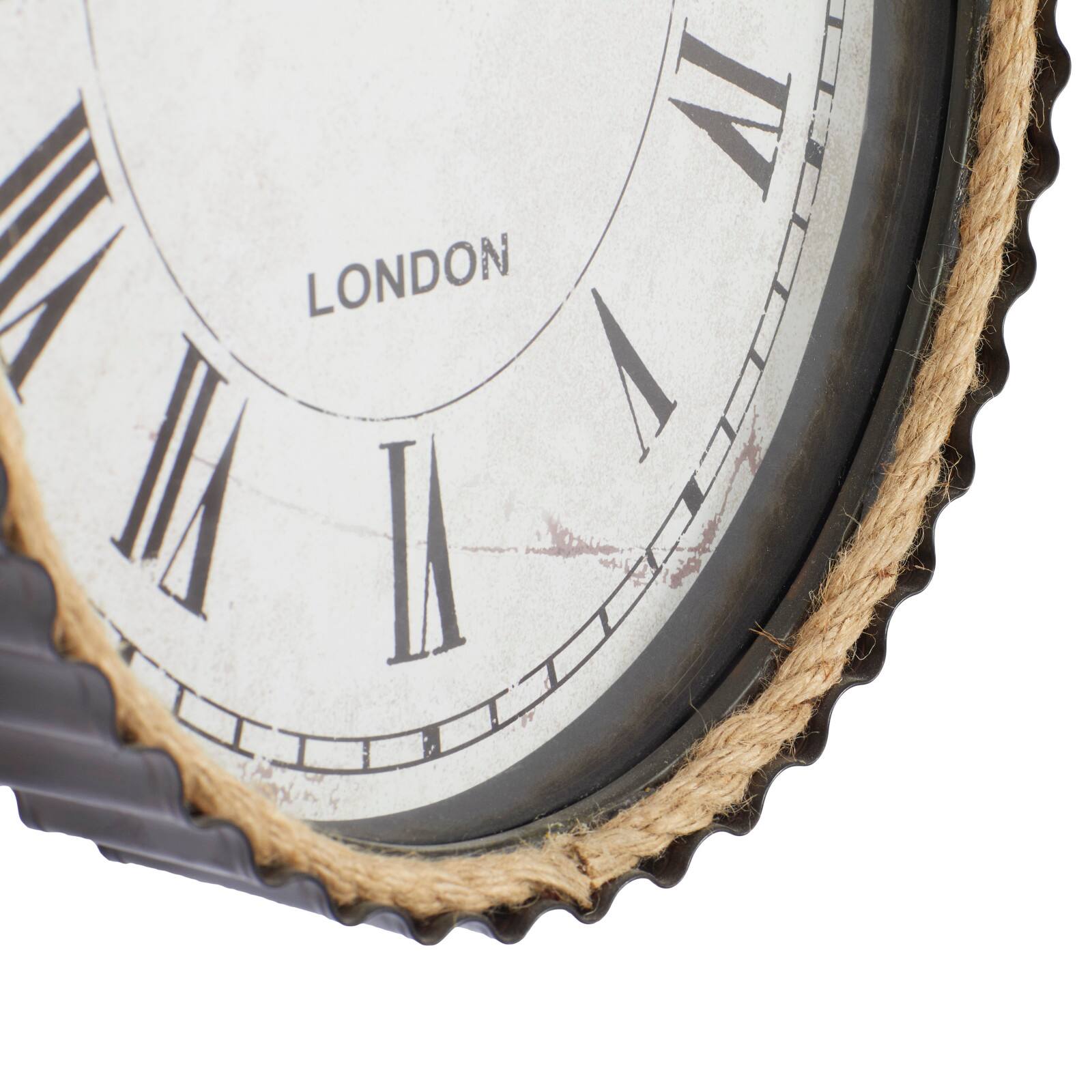 Black Industrial Metal Wall Clock, 21" x 12"