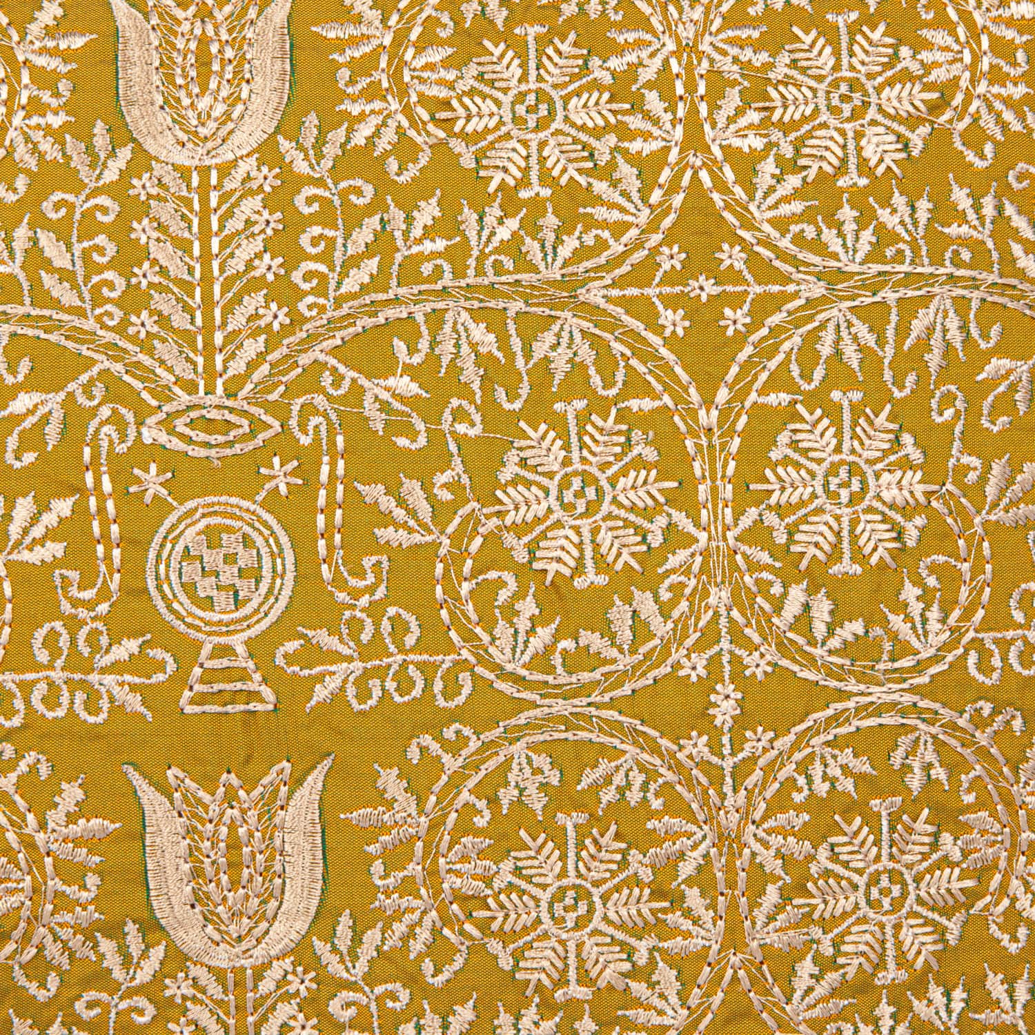 Hello Honey® 18" Chartreuse Pattern & Piping Cotton Velvet Pillow