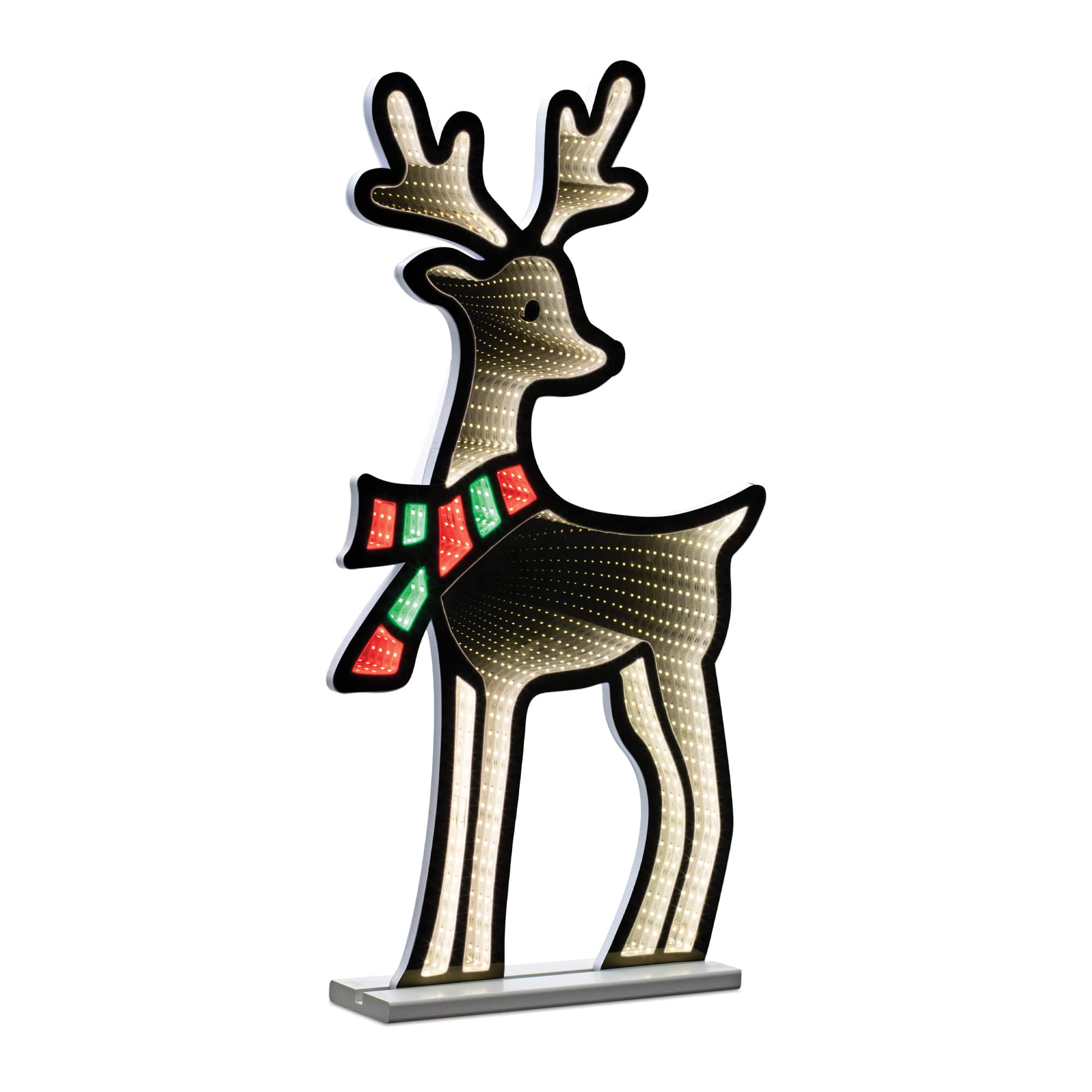 94332DS 33 in. Acrylic UL Plug Deer with Scarf Ekkolight, White & Green