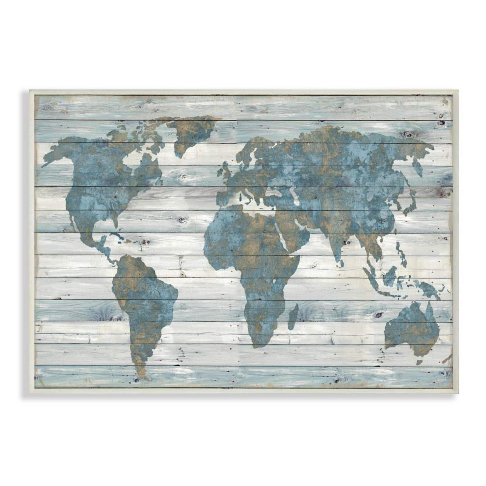 Stupell Industries Weathered World Map Wooden Wall Plaque
