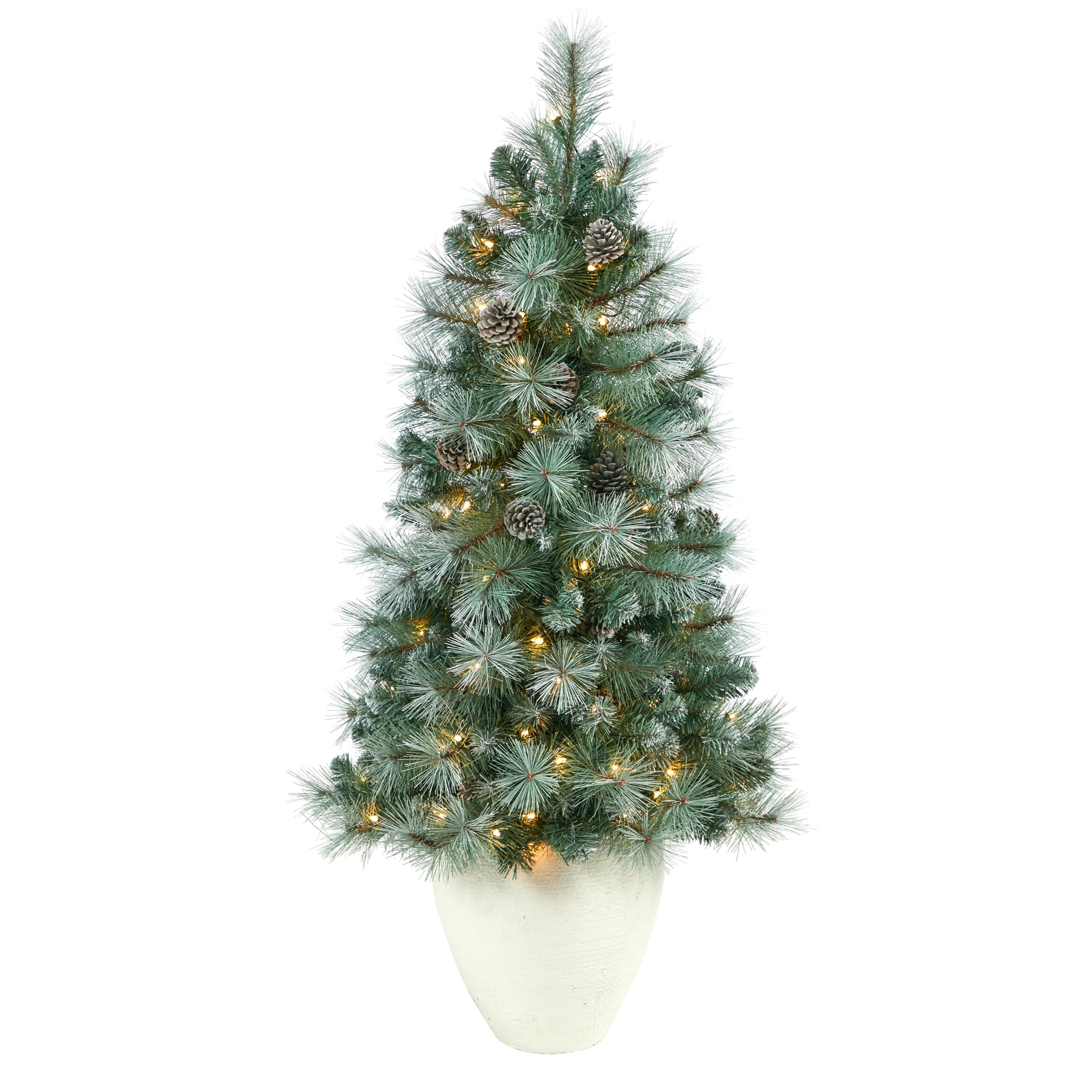4ft. Pre-Lit Frosted Tip British Columbia Mountain Pine Artificial Christmas Tree with Pinecones, Clear Lights
