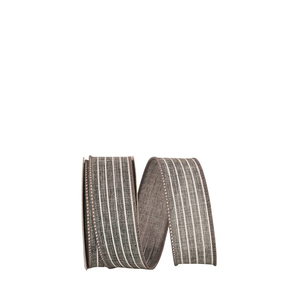 JAM Paper 1.5" x 20yd. Linen Wired Thin Stripe Ribbon