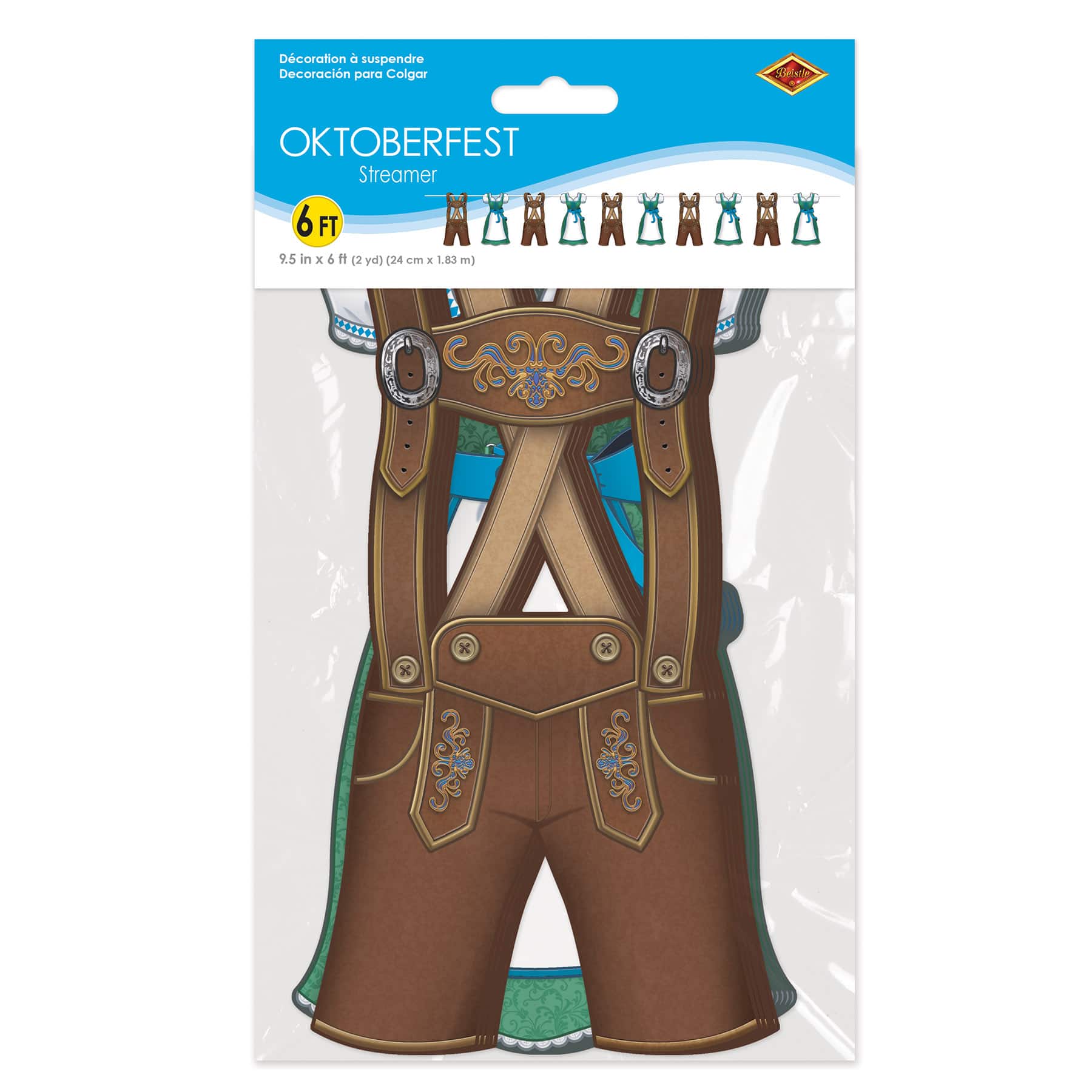 Beistle 9.5" x 6ft. Oktoberfest Lederhosen and Dirndl Streamer