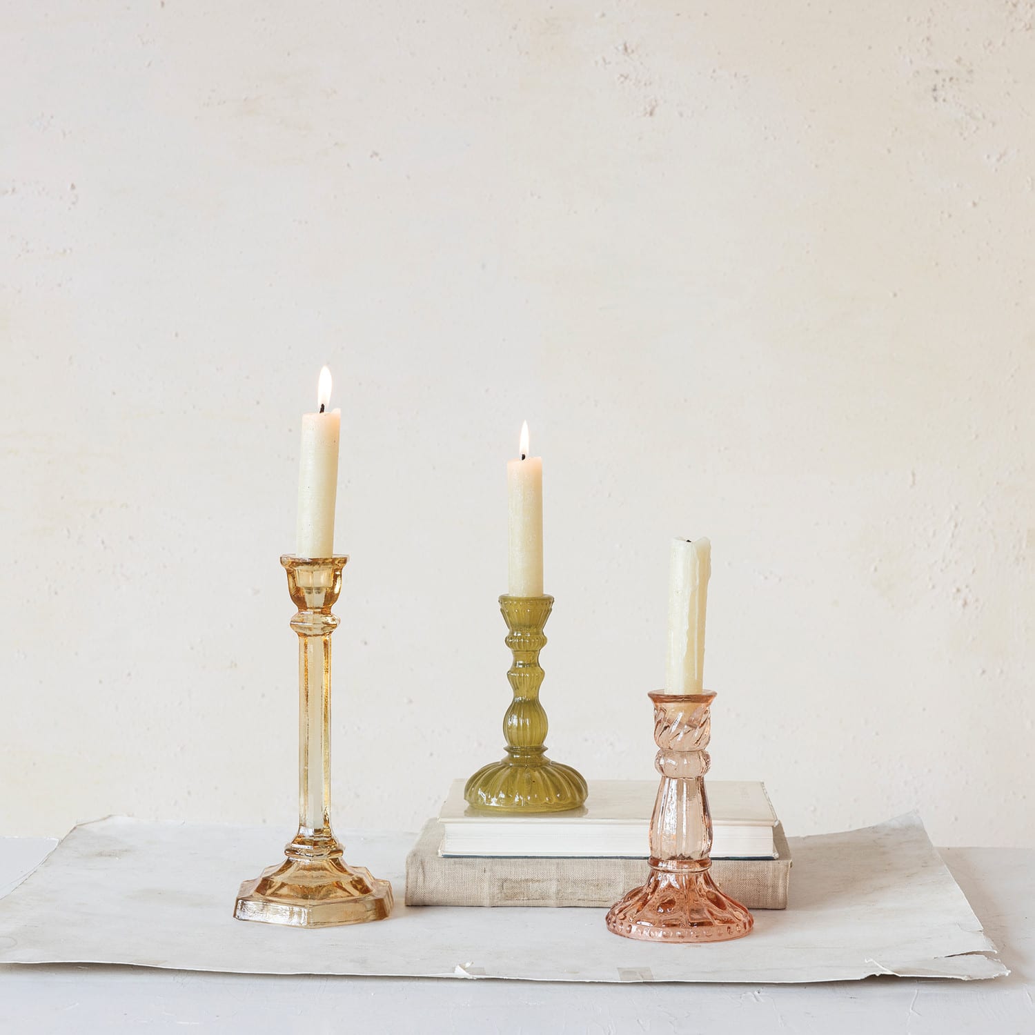 Hello Honey® 9.5" Amber Reclaimed Glass Taper Candle Holder