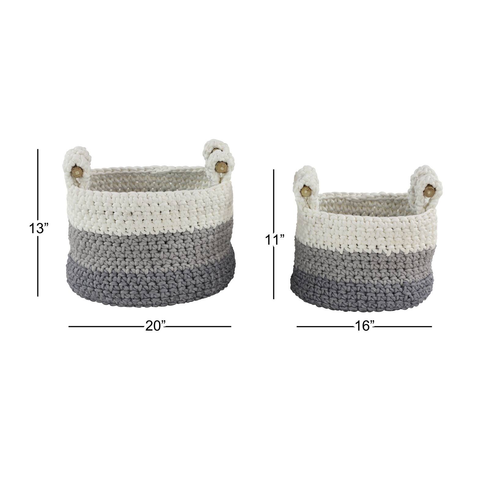 Gray Polyester Country Storage Basket Set