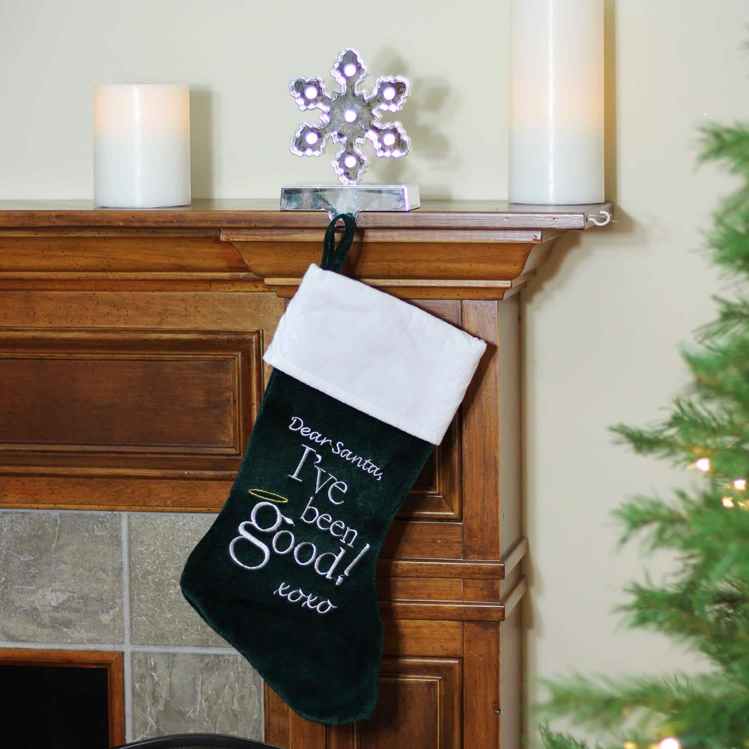18" Green "Dear Santa" Embroidered Christmas Stocking
