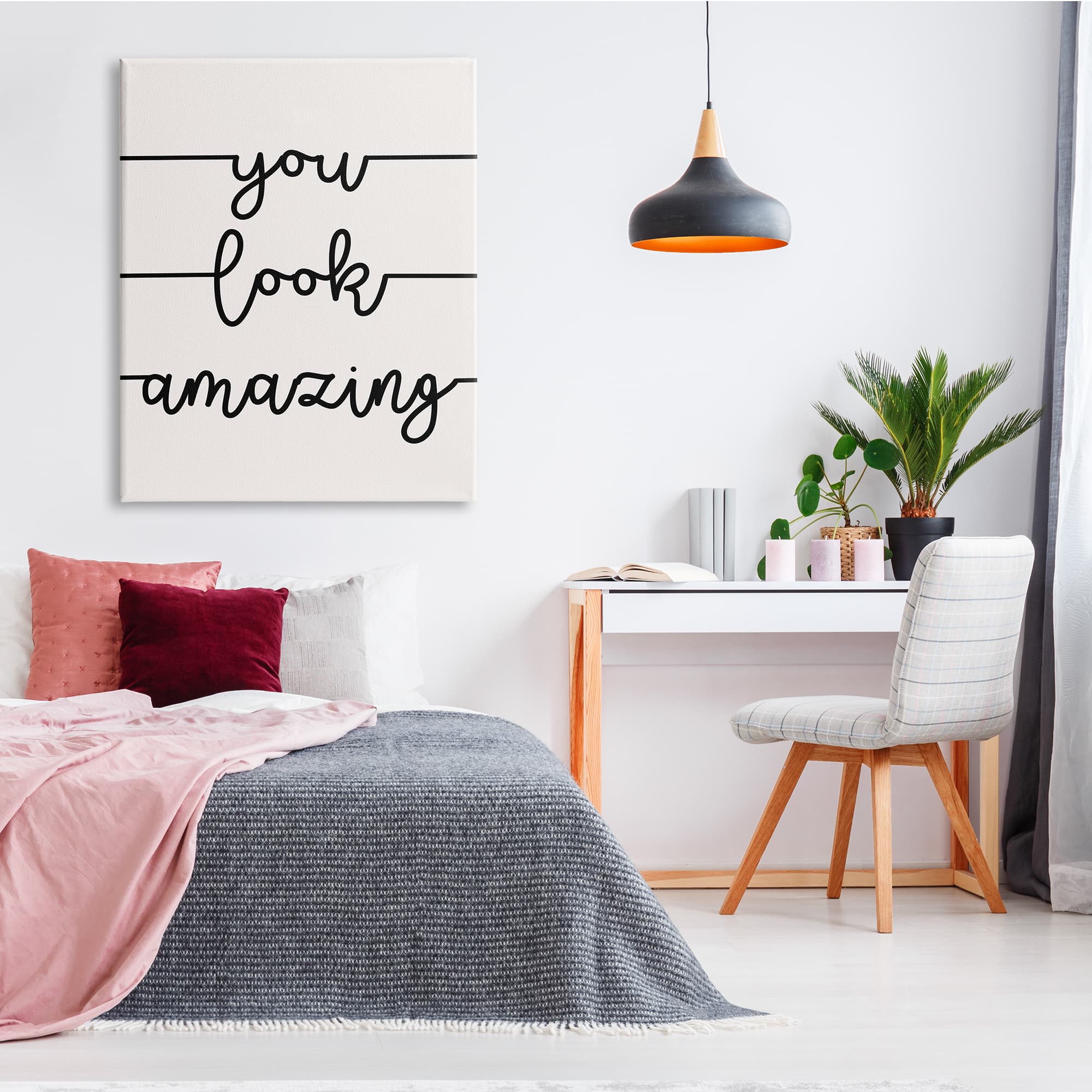 Stupell Industries You Look Amazing Phrase Abstract Line Typography Canvas Wall Art