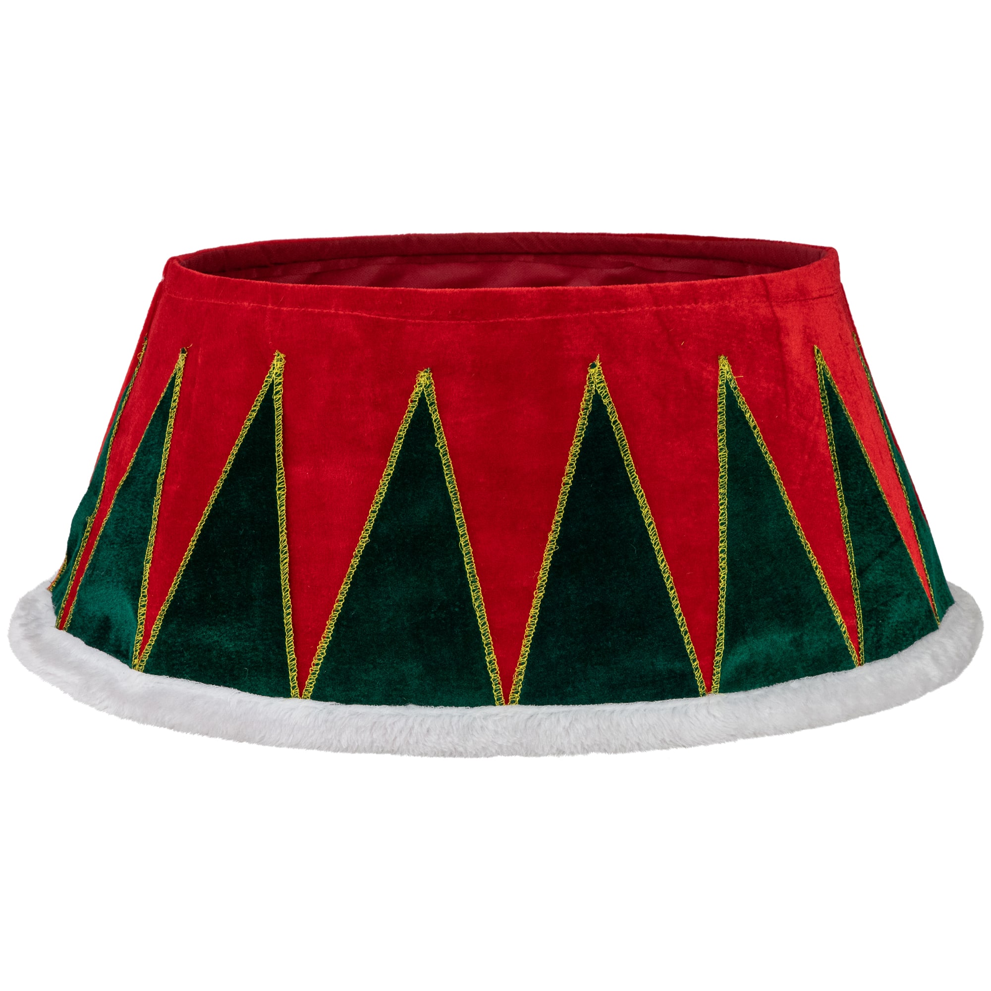 25" Red and Green Drum with White Trim Christmas Tree Collar