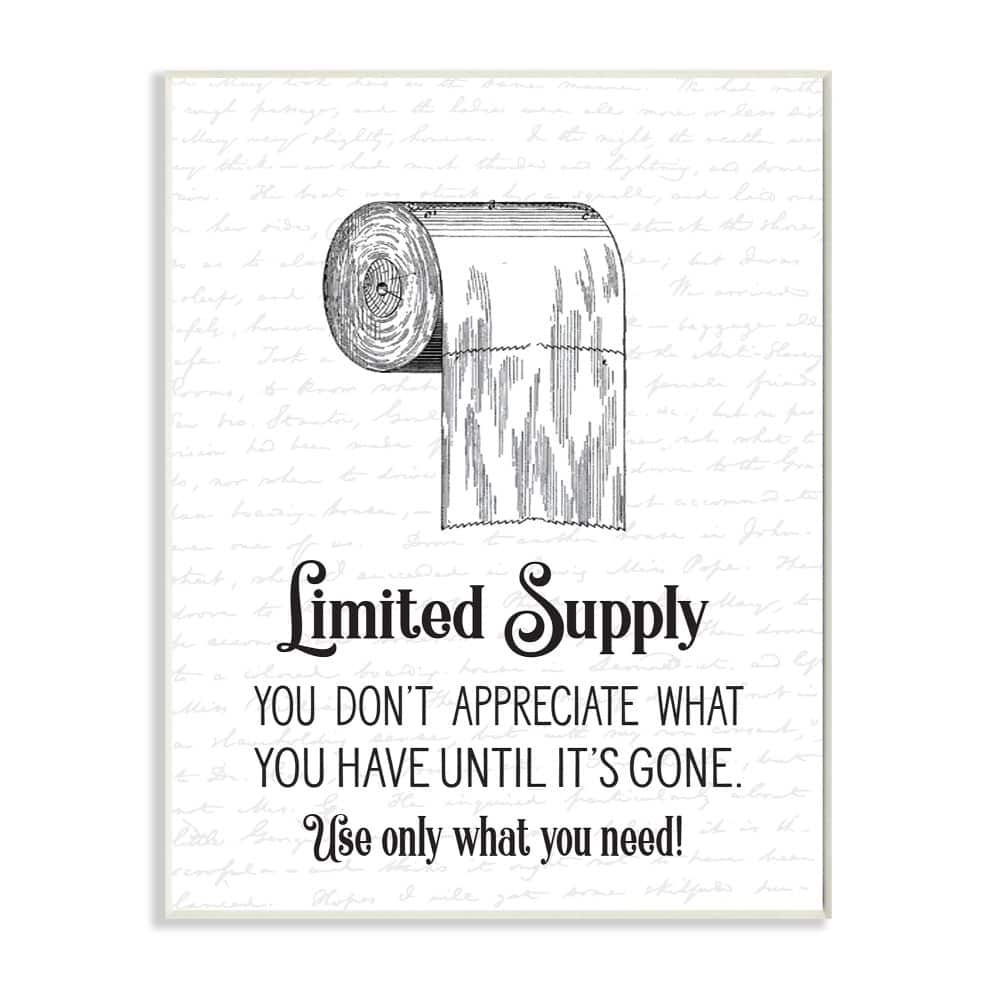 Stupell Industries Funny Limited Supply Bathroom Toilet Paper Home Quote  Wood Wall Plaque