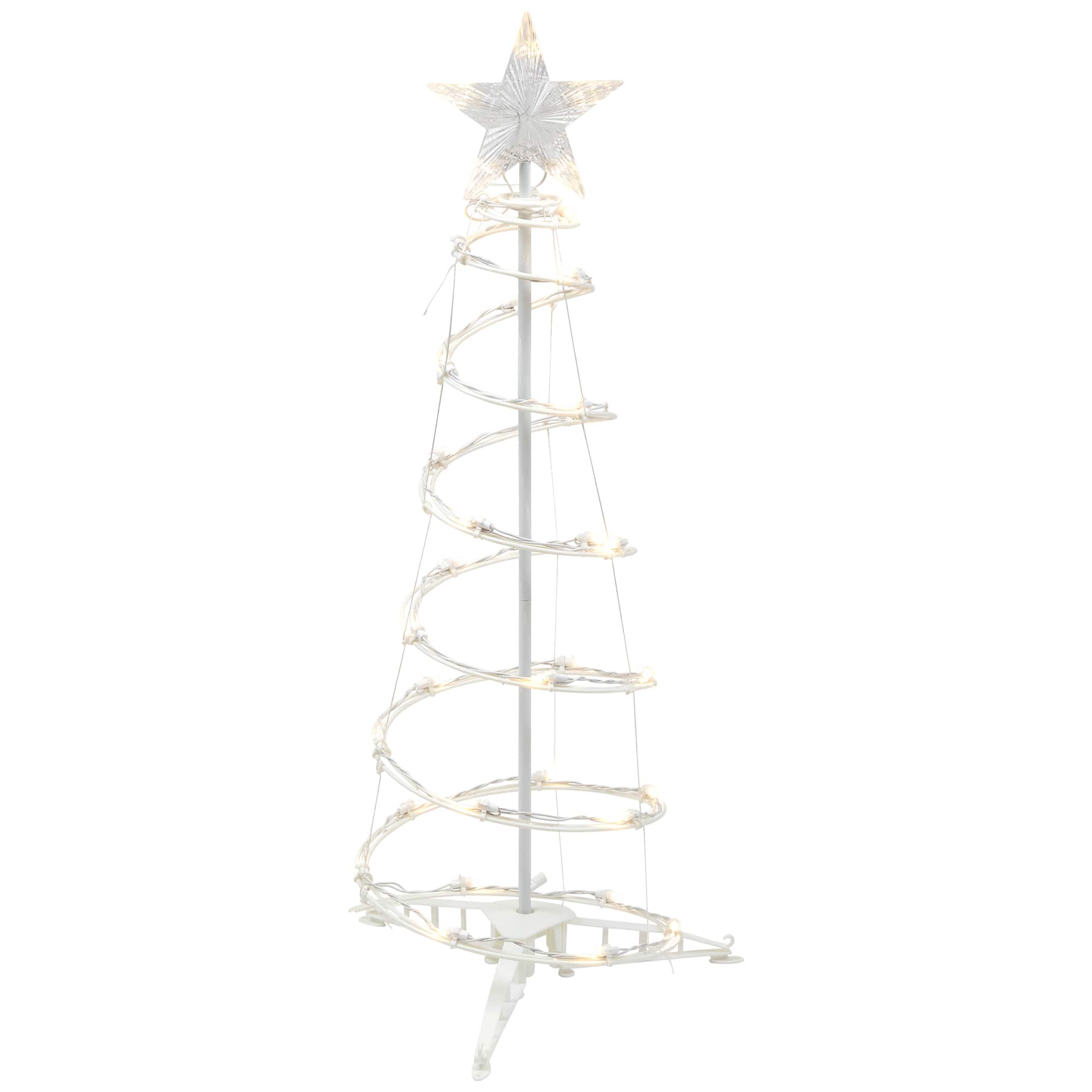36" x 13" Spiral Outdoor Christmas Tree with Warm White LED Lights