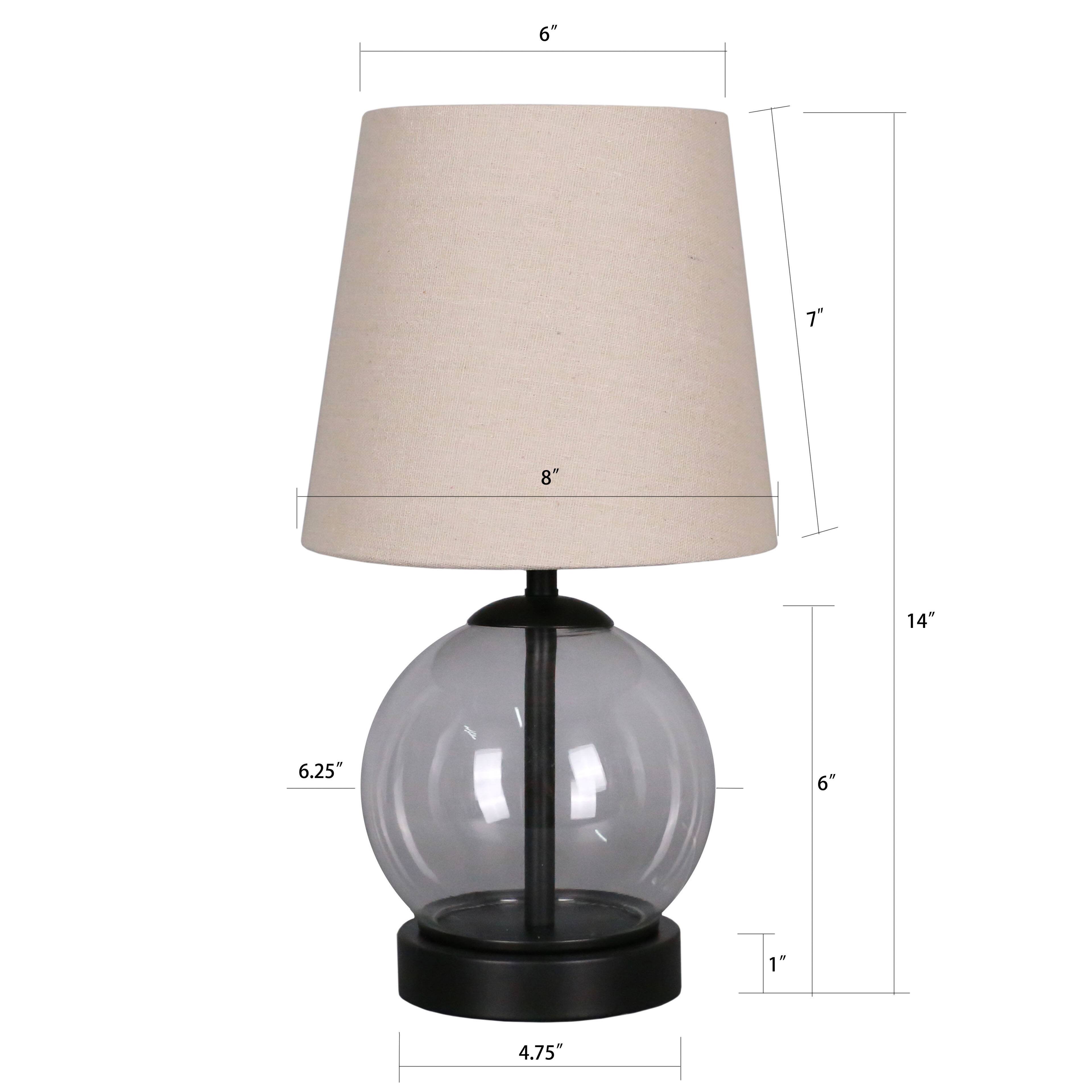 14" Black Metal & Glass Table Lamp with Natural Fabric Shade by Ashland®