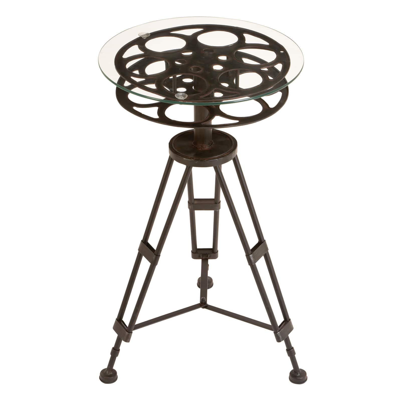 Black Glass & Metal Eclectic Accent Table