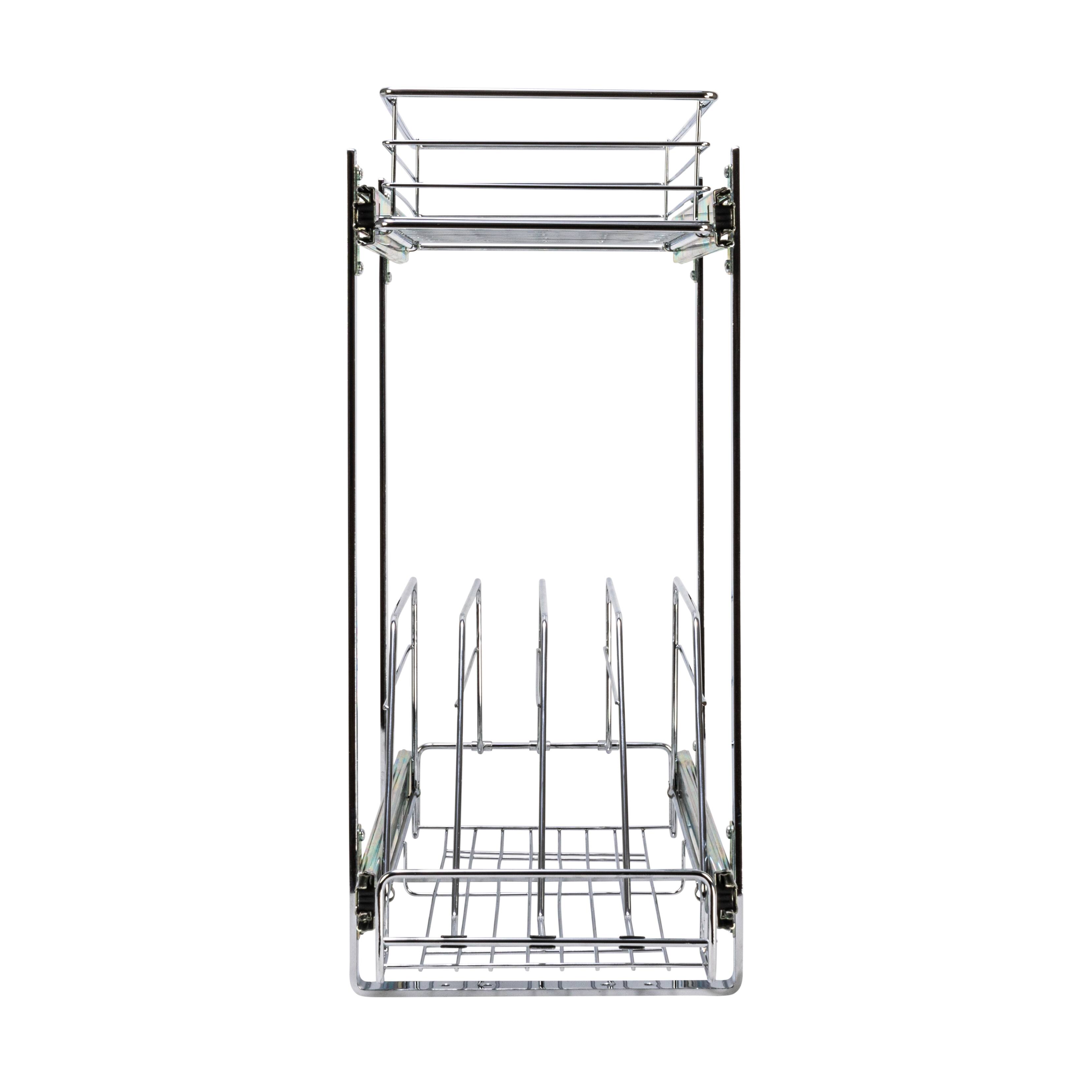 Household Essentials Glidez Chrome-Plated Steel 2-Tier Dual-Sliding Storage Organizer