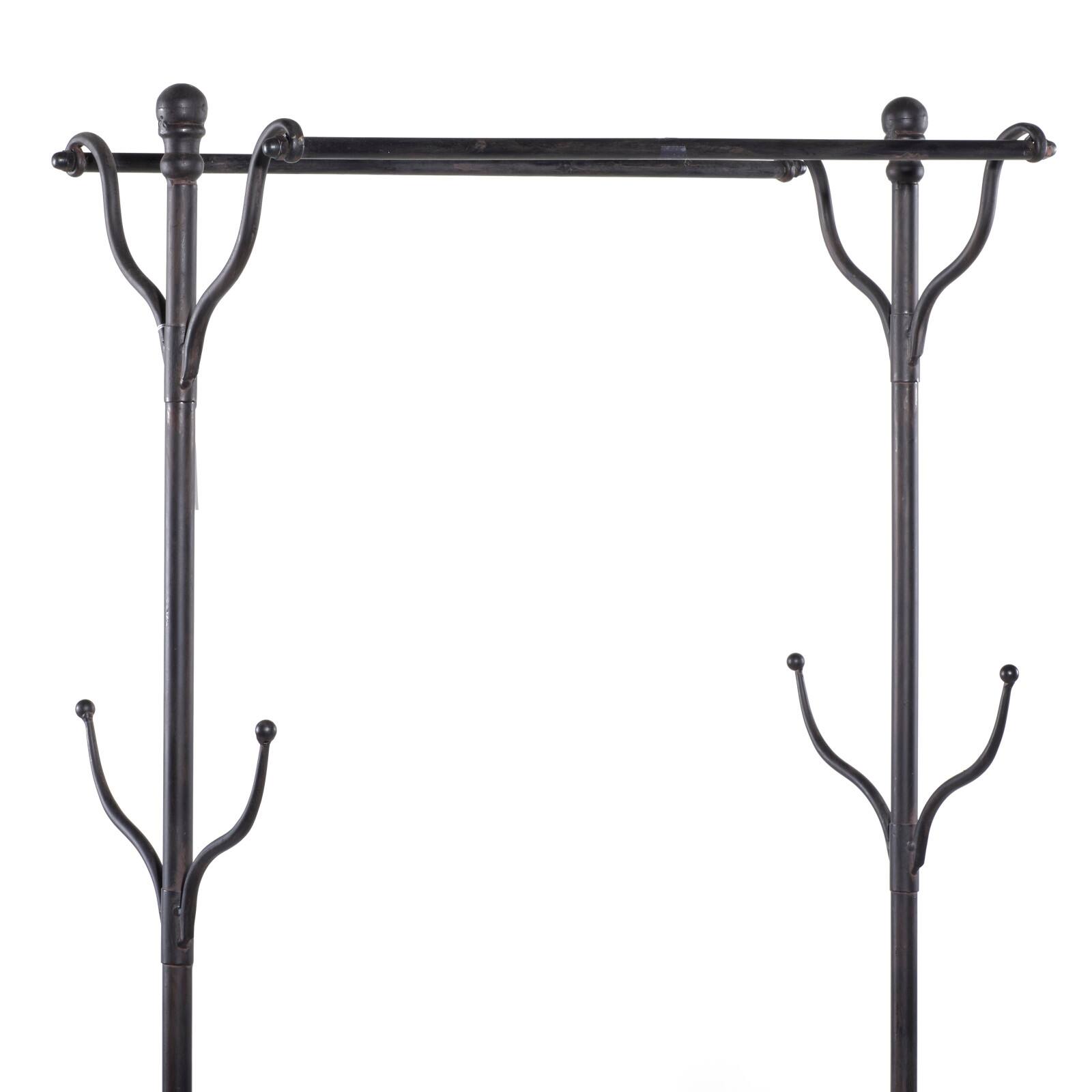 72" Black Metal & Wood Industrial Coat Rack