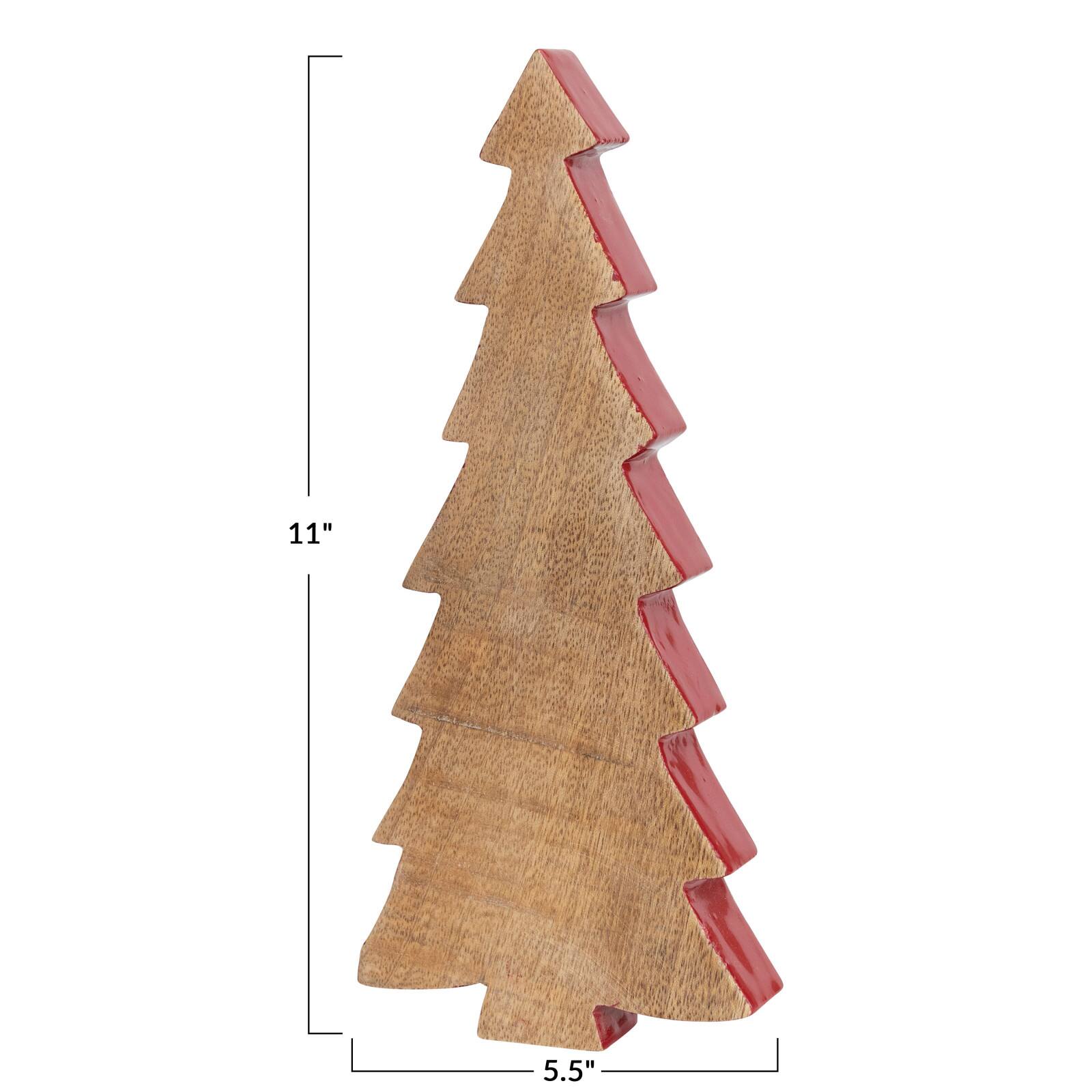 Hello Honey® Mango Wood Christmas Tree with Red Enameled Edge