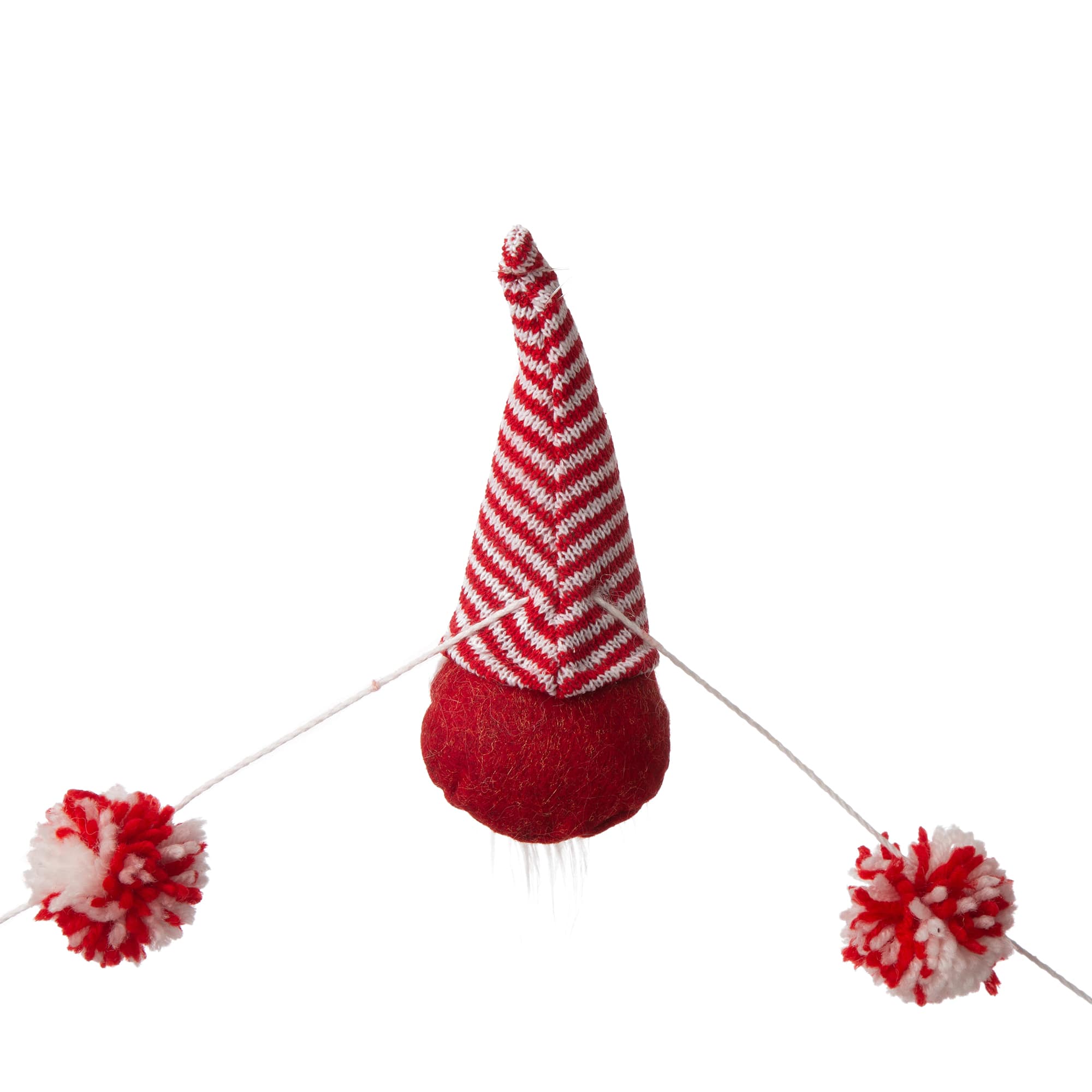 Glitzhome® 6ft. Red & White Fabric Christmas Gnome Garland Set
