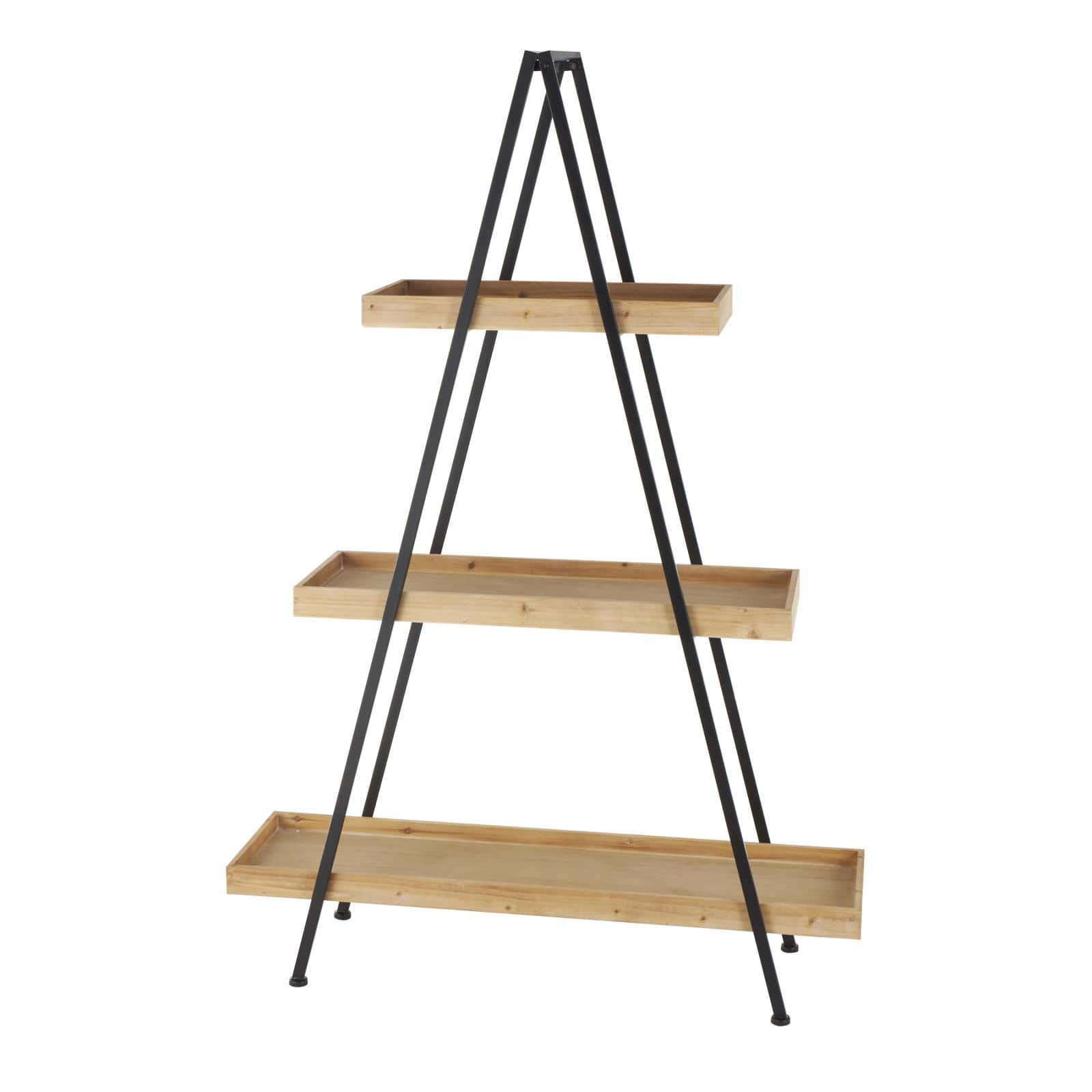 42" x 60" Black Metal 3 Shelf Storage Shelving Unit with Triangle Frame