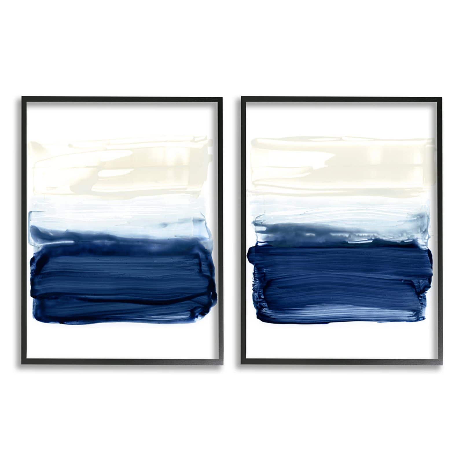Stupell Industries Coastal Brushstrokes Abstract Beach Ombre Design Black Framed Wall Art Set