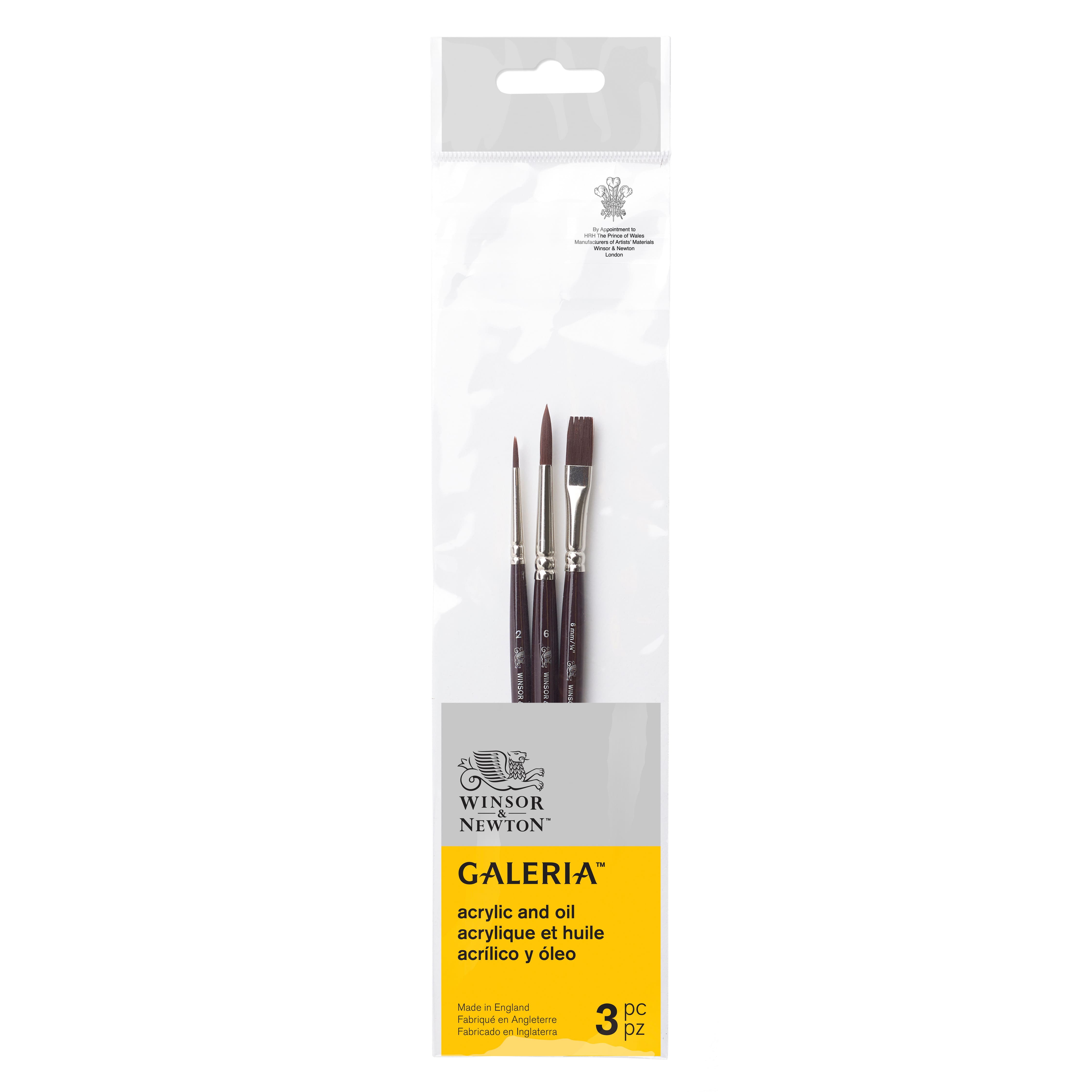 Winsor & Newton™ Galeria™ Short Handle 3 Piece Brush Set