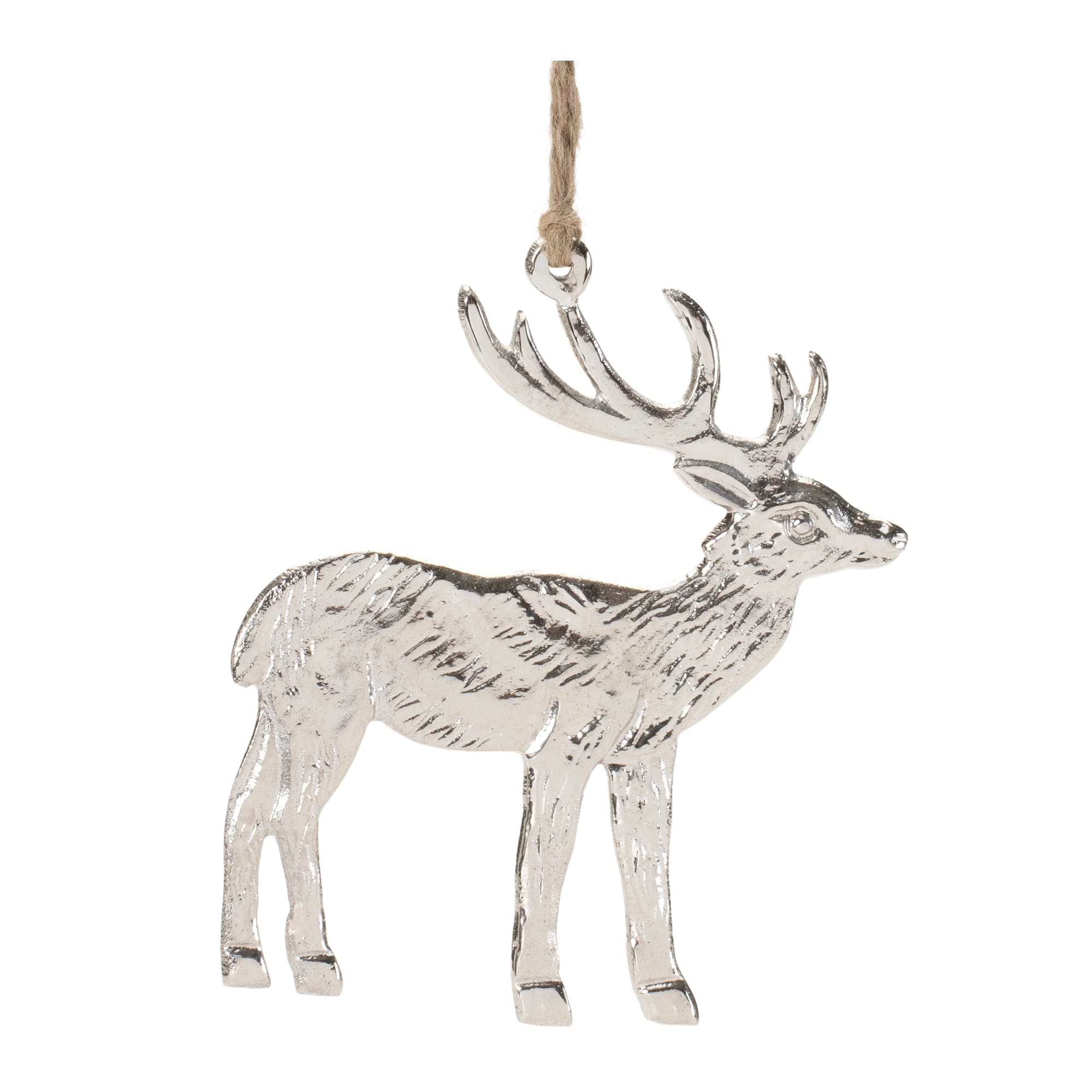 4.25" Etched Metal Deer Ornaments, 6ct.