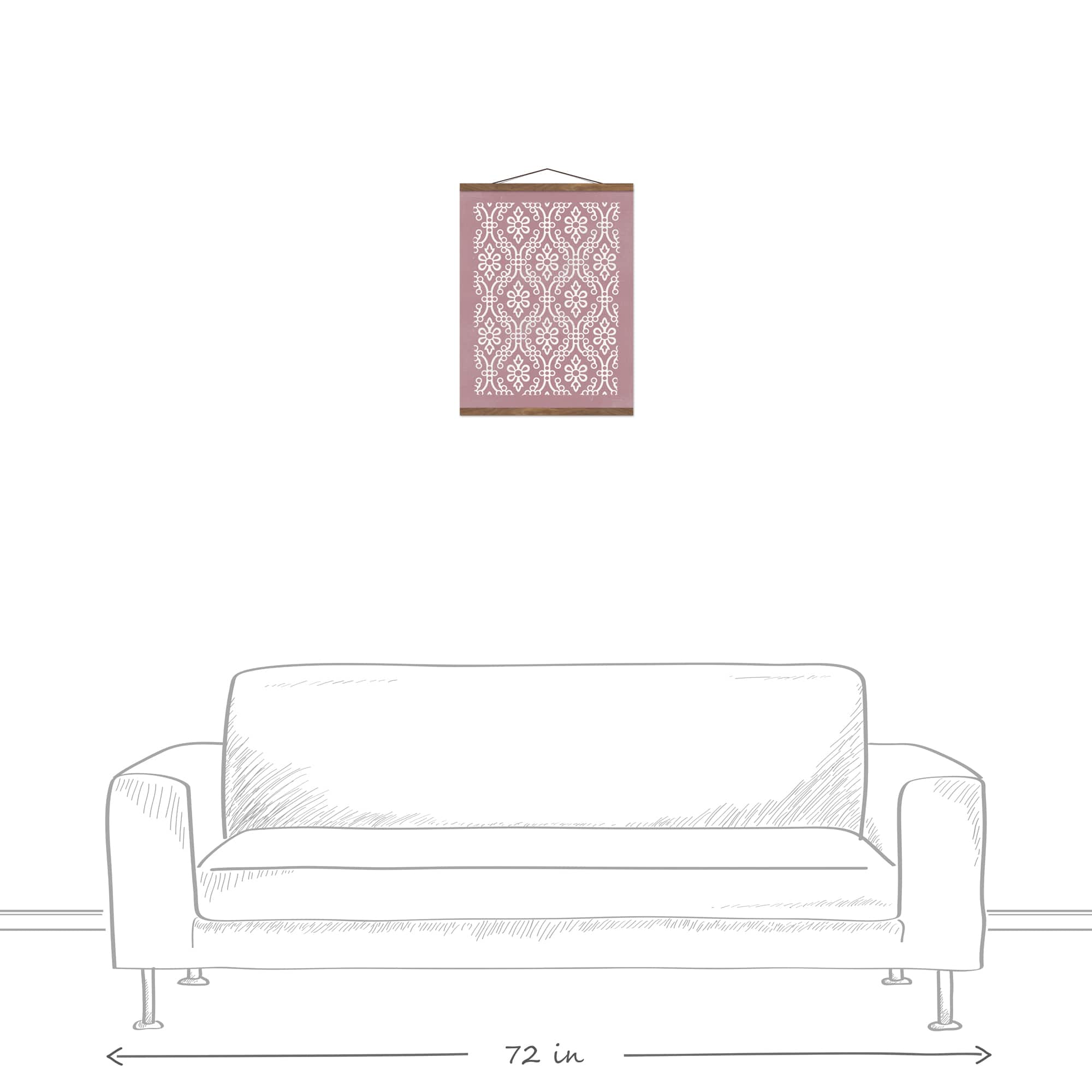 Folksy Pattern Teak Hanging Canvas Art