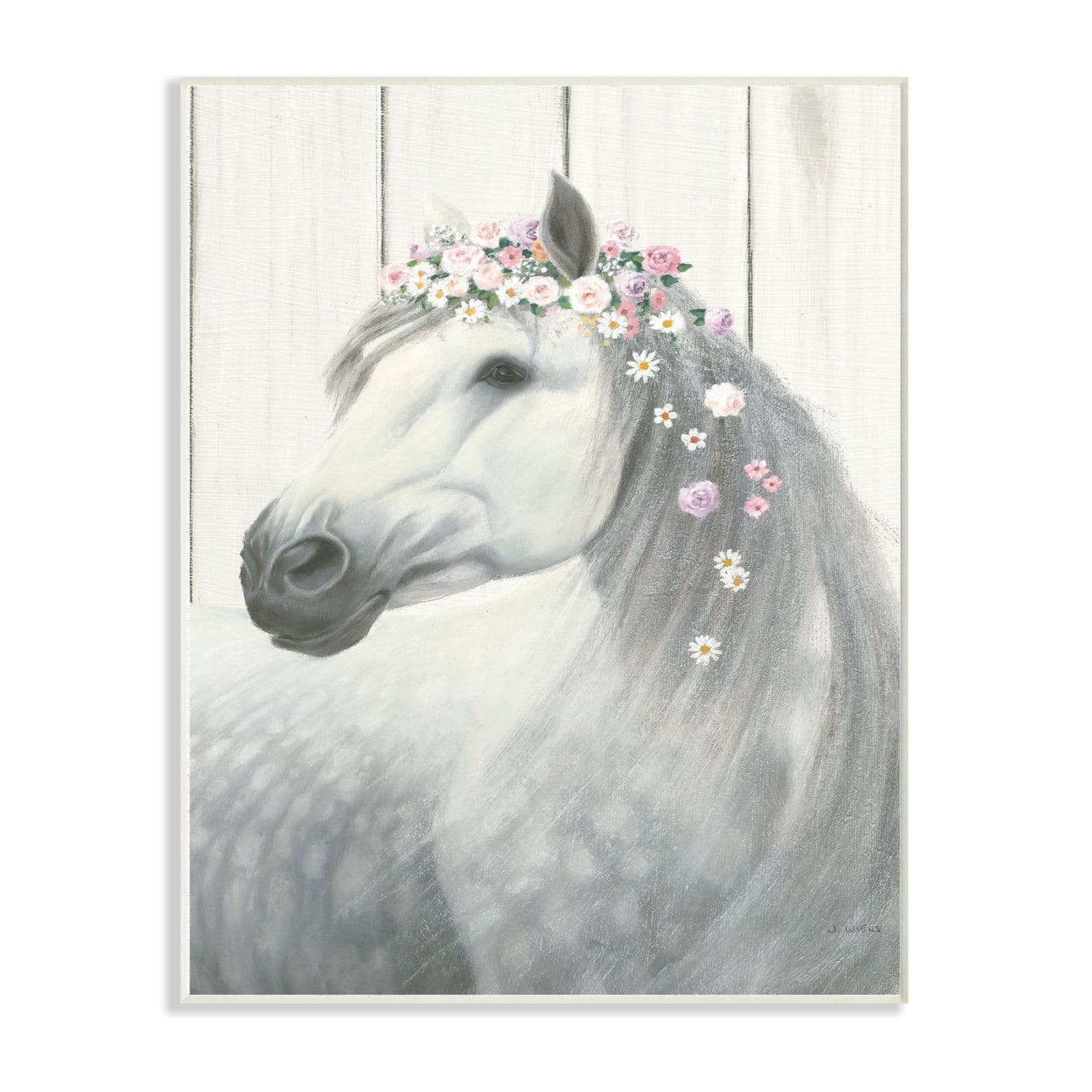 Stupell Industries Spirit Stallion with Flower Crown Wood Wall Plaque