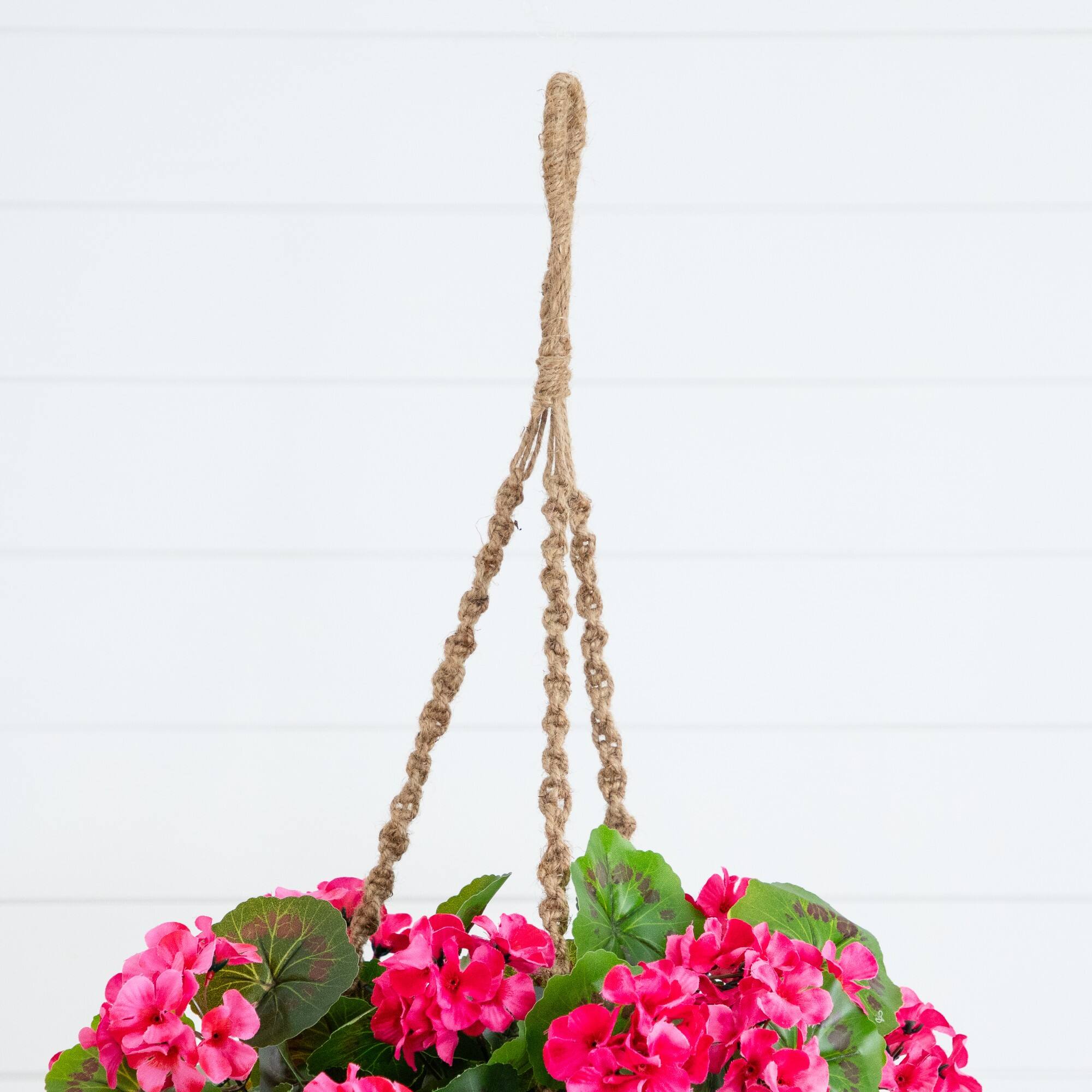 28" UV Resistant Artificial Geranium in Hanging Basket