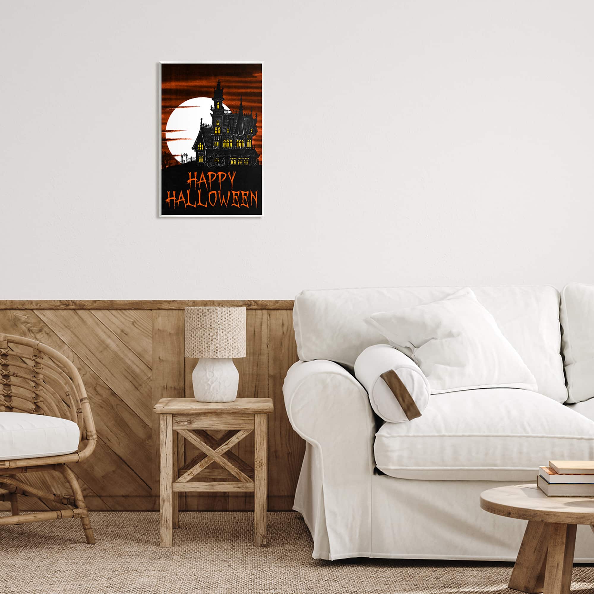 Stupell Industries Happy Halloween Haunted House Wall Plaque Art